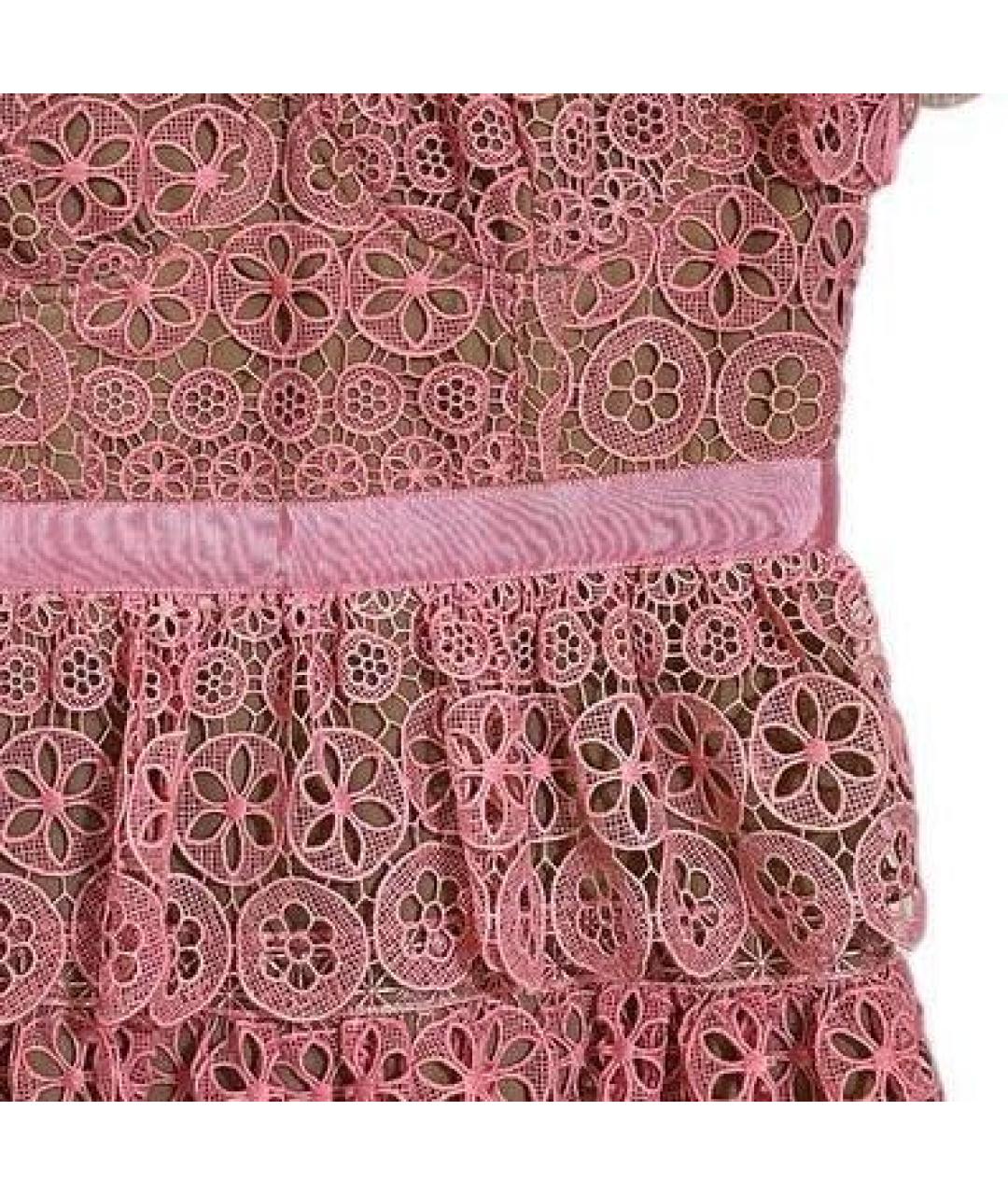 SELF-PORTRAIT Розовое кружевное коктейльное платье, фото 4