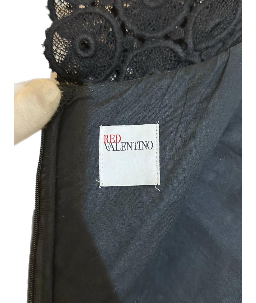 RED VALENTINO Черное кружевное коктейльное платье, фото 3