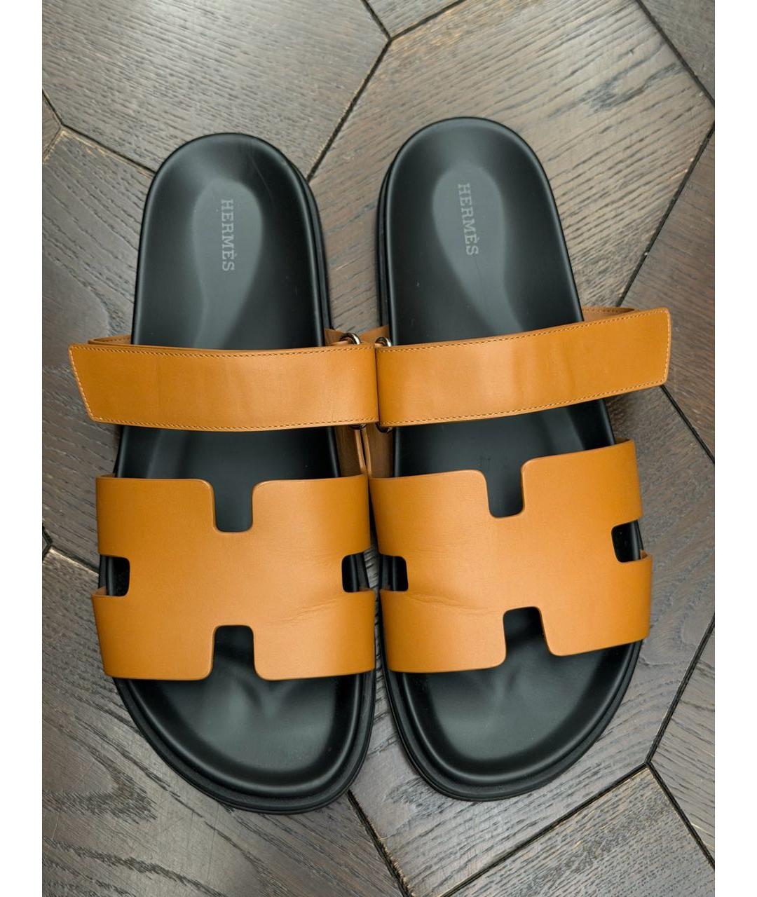 HERMES Коричневые кожаные сандалии, фото 2