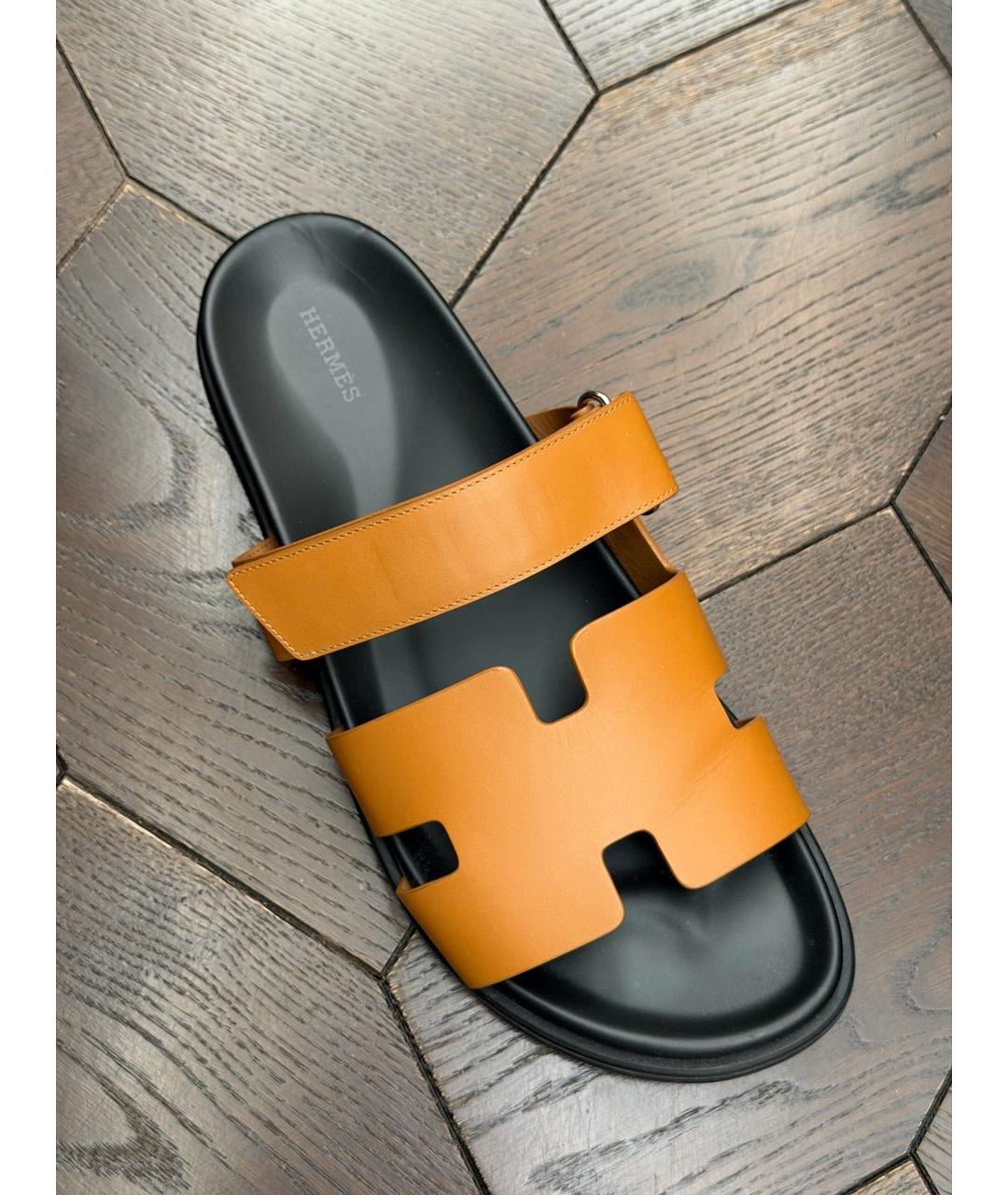 HERMES Коричневые кожаные сандалии, фото 7