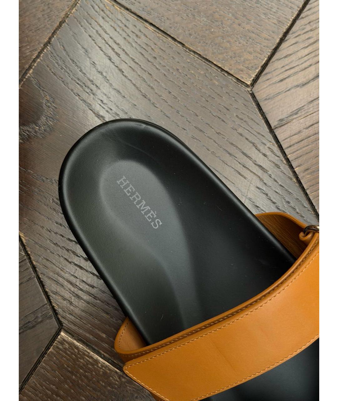 HERMES Коричневые кожаные сандалии, фото 4