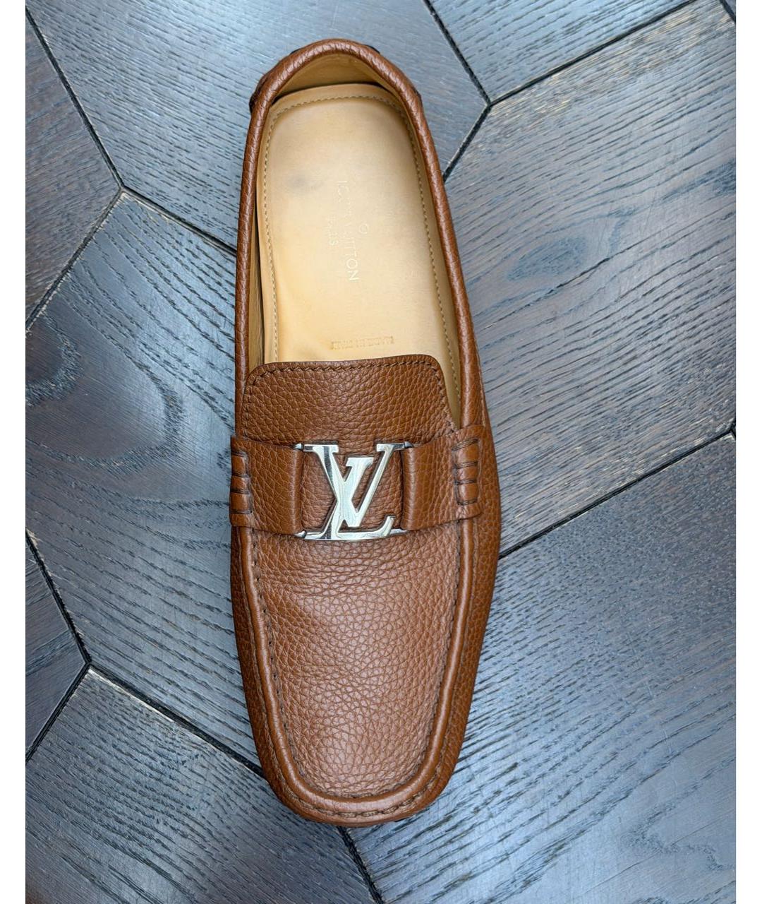 LOUIS VUITTON Коричневые кожаные мокасины, фото 3