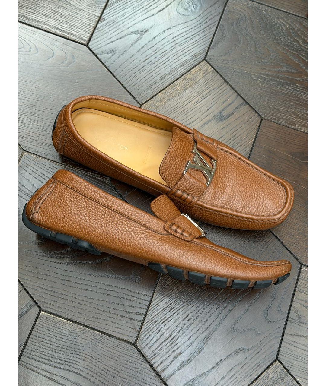 LOUIS VUITTON Коричневые кожаные мокасины, фото 7
