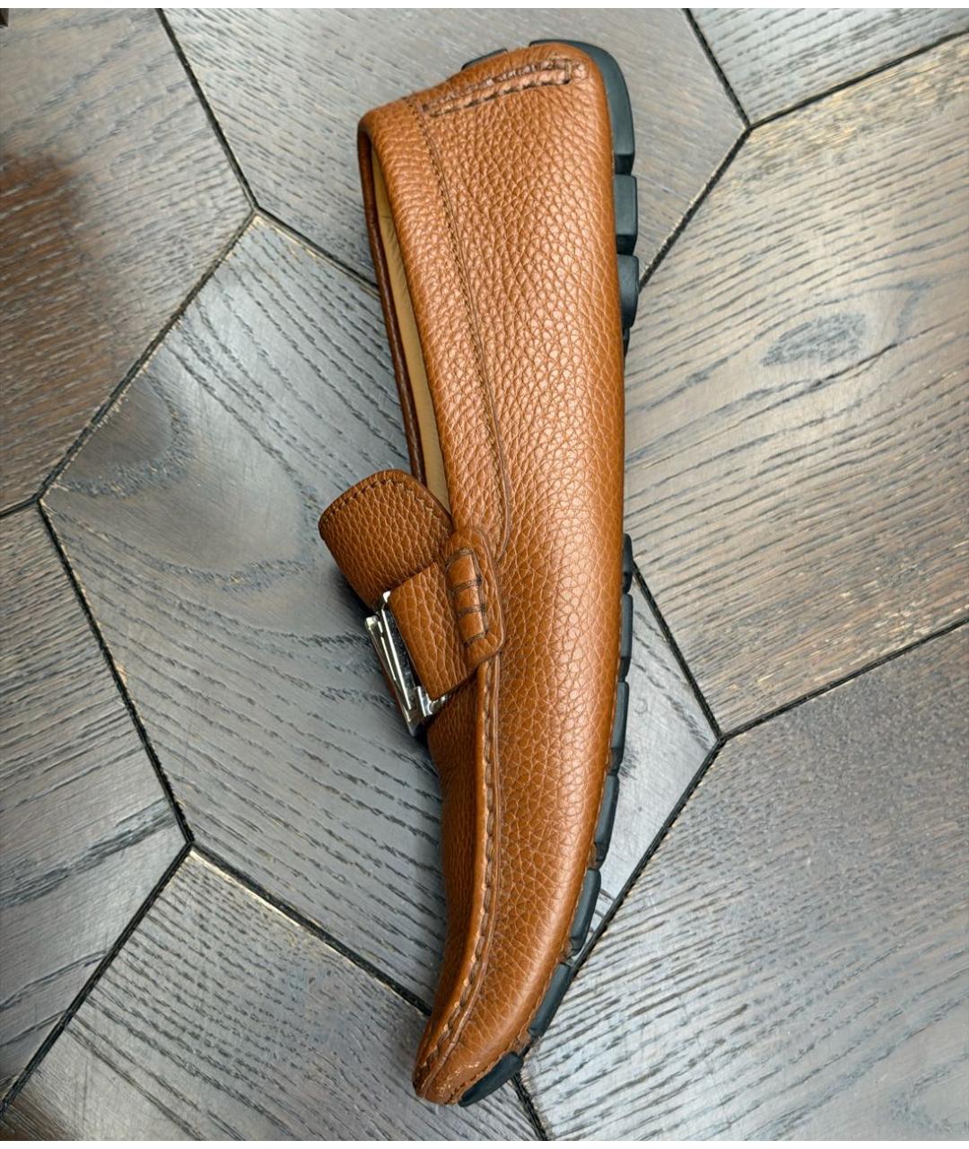 LOUIS VUITTON Коричневые кожаные мокасины, фото 4