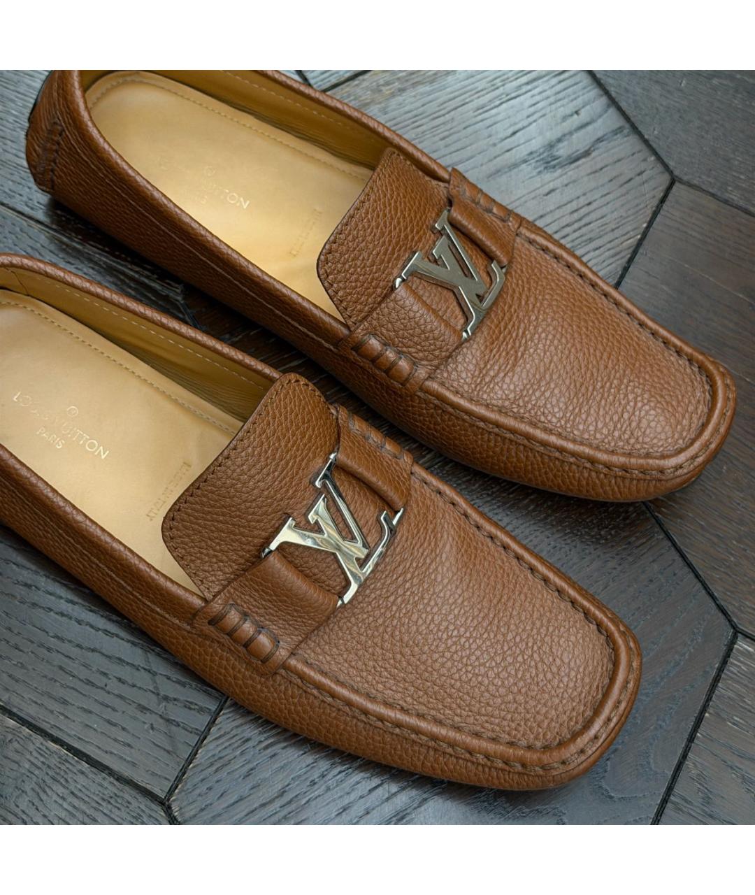 LOUIS VUITTON Коричневые кожаные мокасины, фото 6