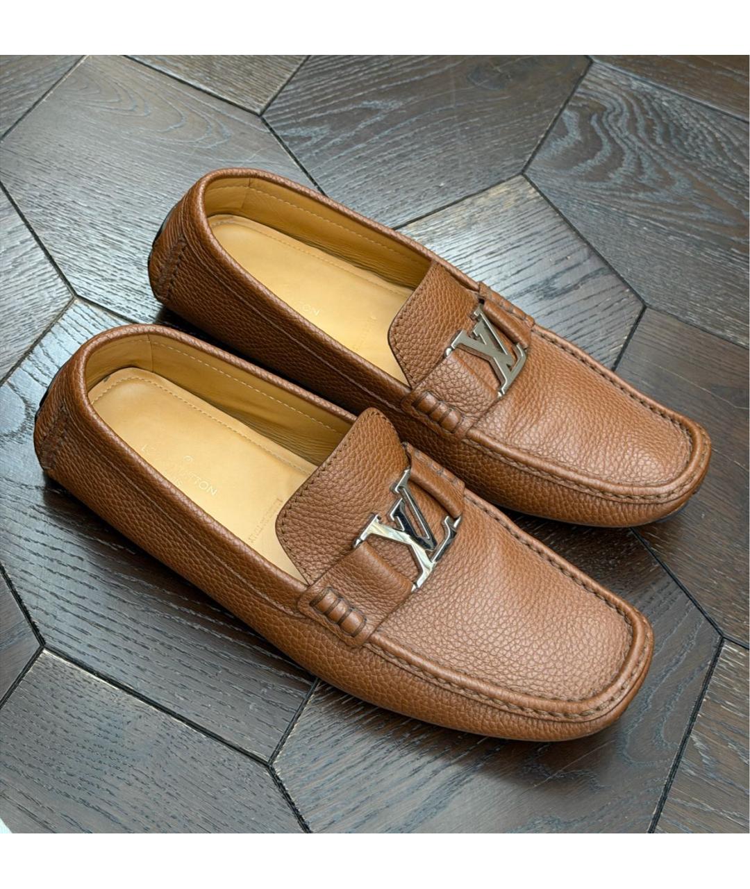 LOUIS VUITTON Коричневые кожаные мокасины, фото 2