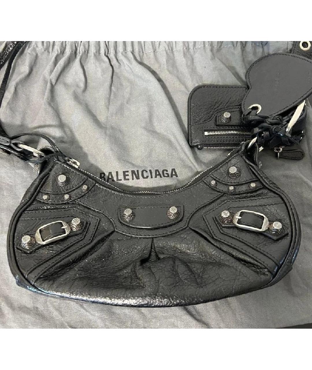 BALENCIAGA Черная кожаная сумка через плечо, фото 2