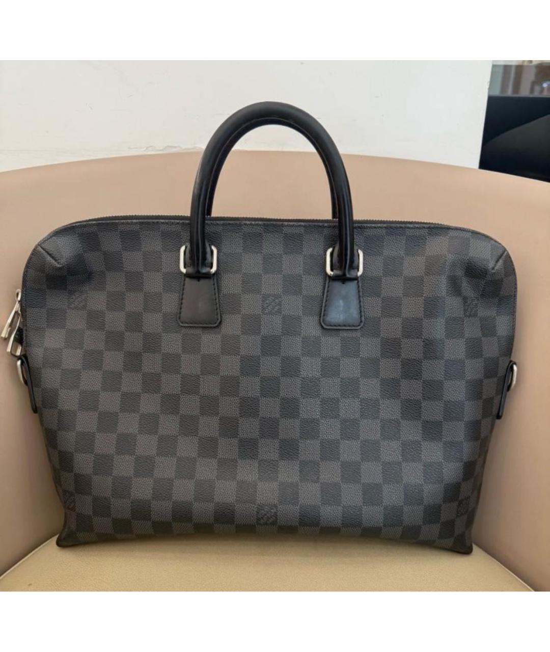 LOUIS VUITTON Серый кожаный портфель, фото 2