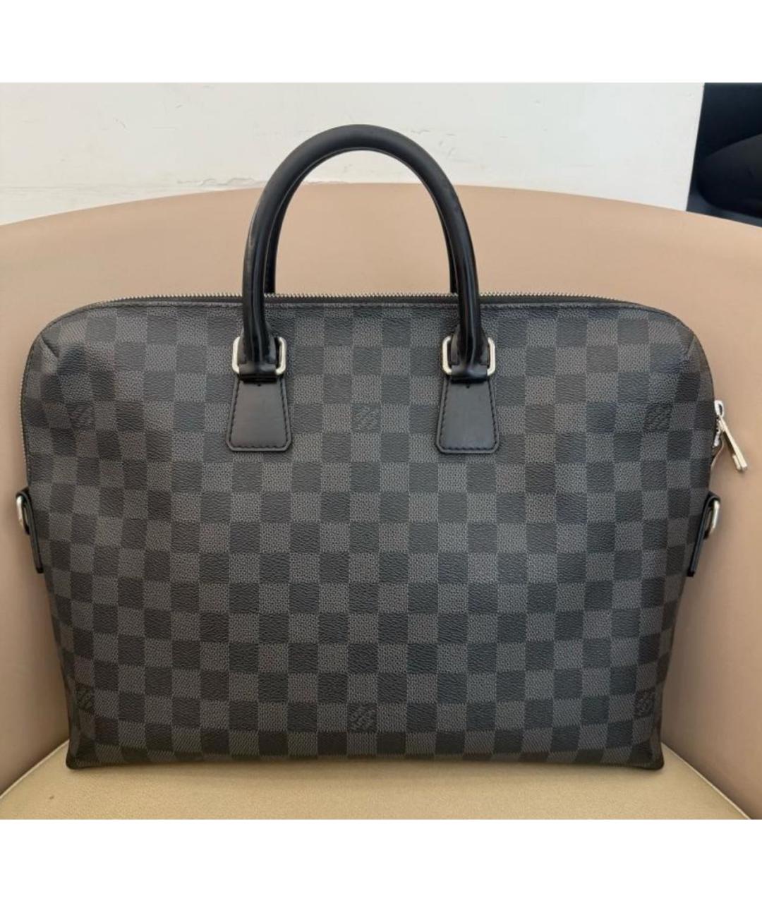 LOUIS VUITTON Серый кожаный портфель, фото 7