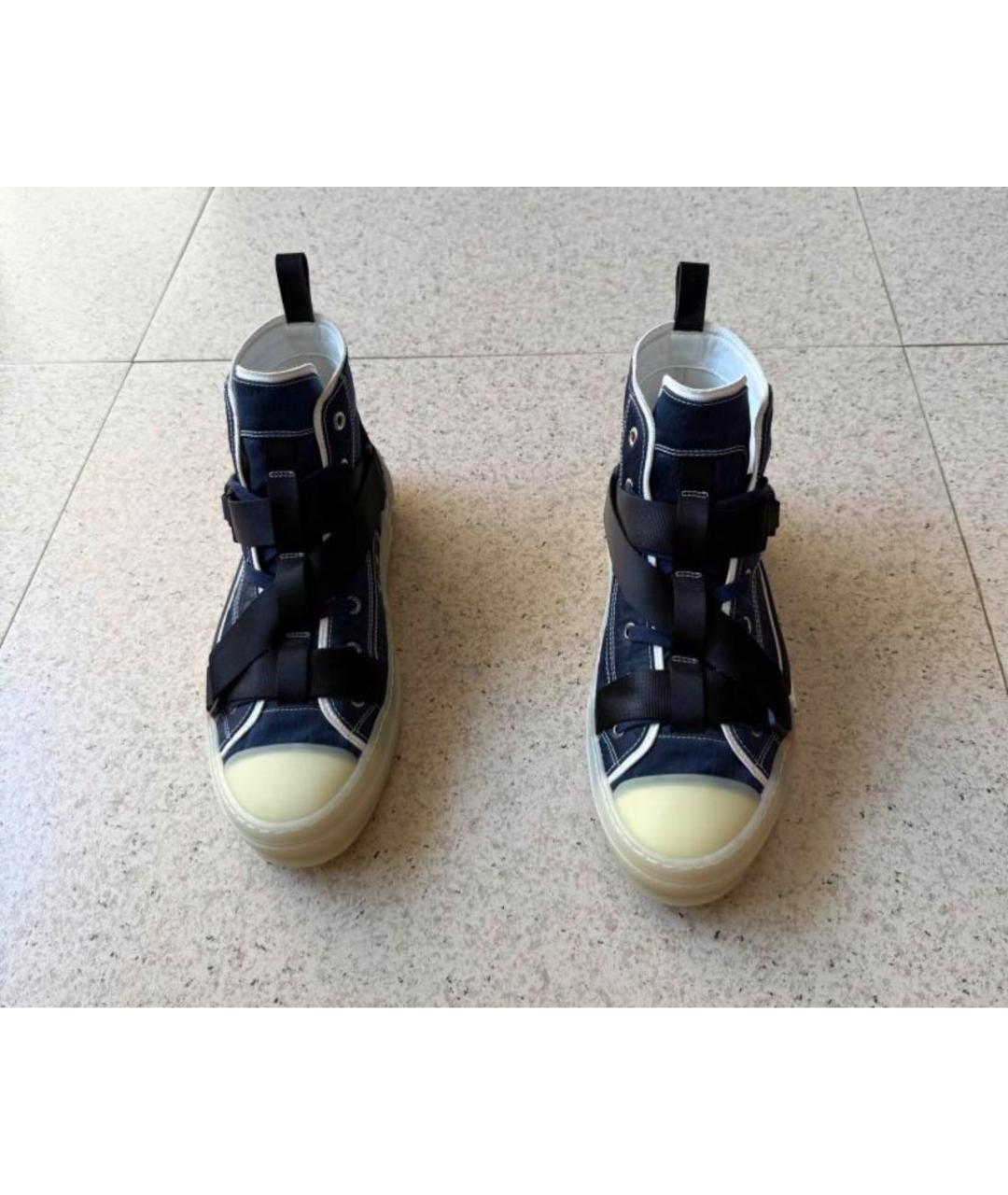 CHRISTIAN DIOR Темно-синие текстильные высокие кроссовки / кеды, фото 3