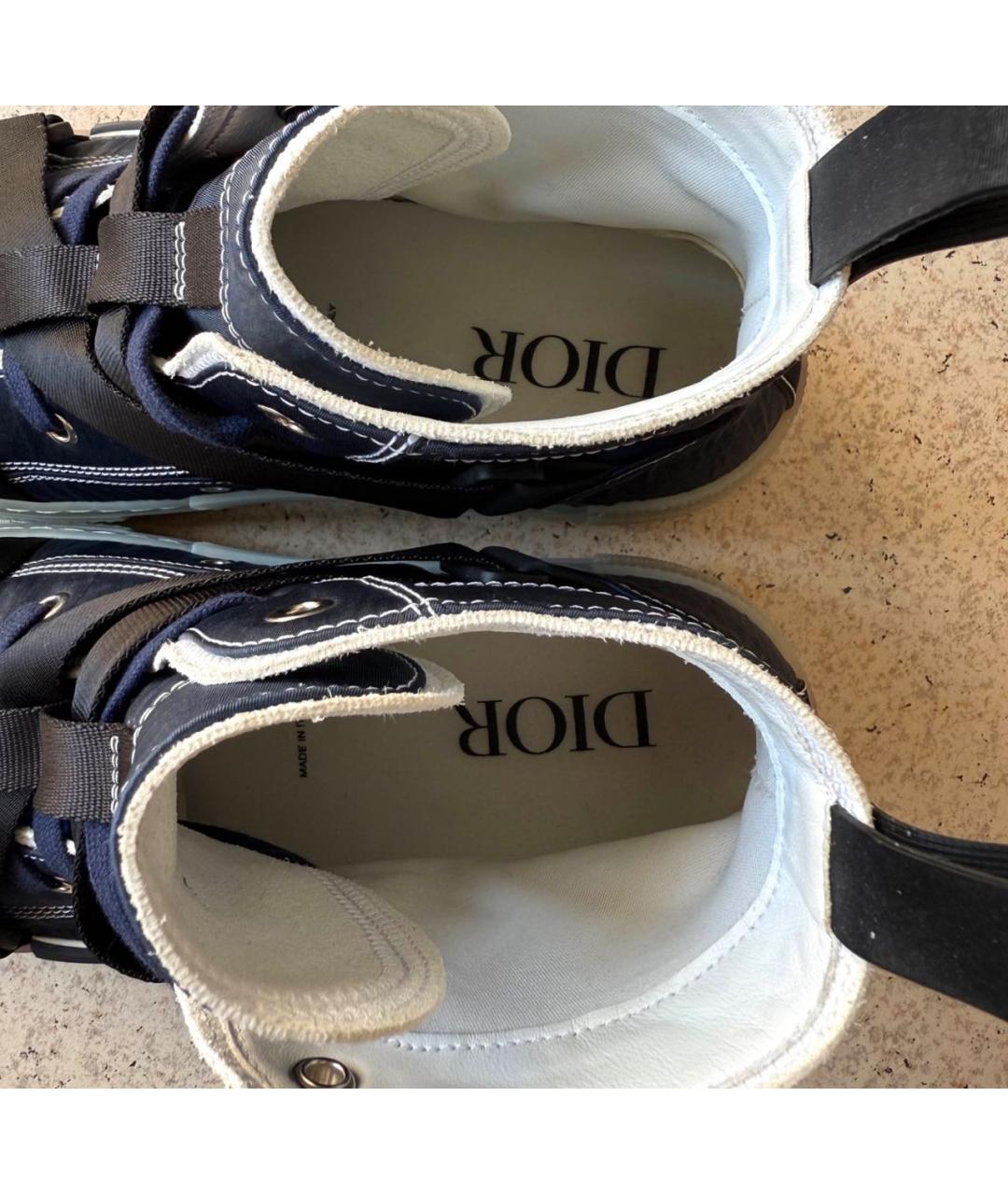 CHRISTIAN DIOR Темно-синие текстильные высокие кроссовки / кеды, фото 8