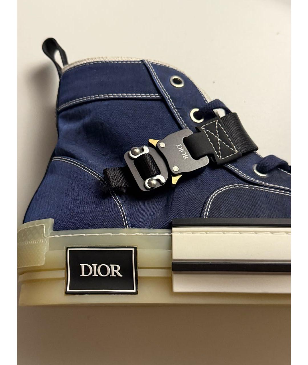 CHRISTIAN DIOR Темно-синие текстильные высокие кроссовки / кеды, фото 4