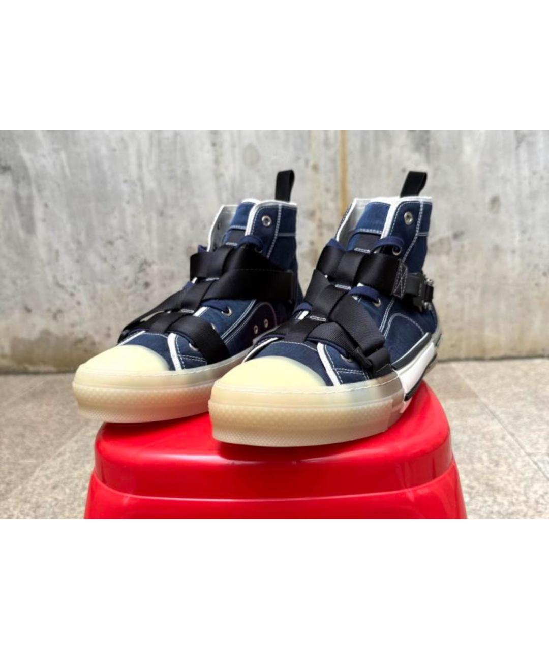 CHRISTIAN DIOR Темно-синие текстильные высокие кроссовки / кеды, фото 2
