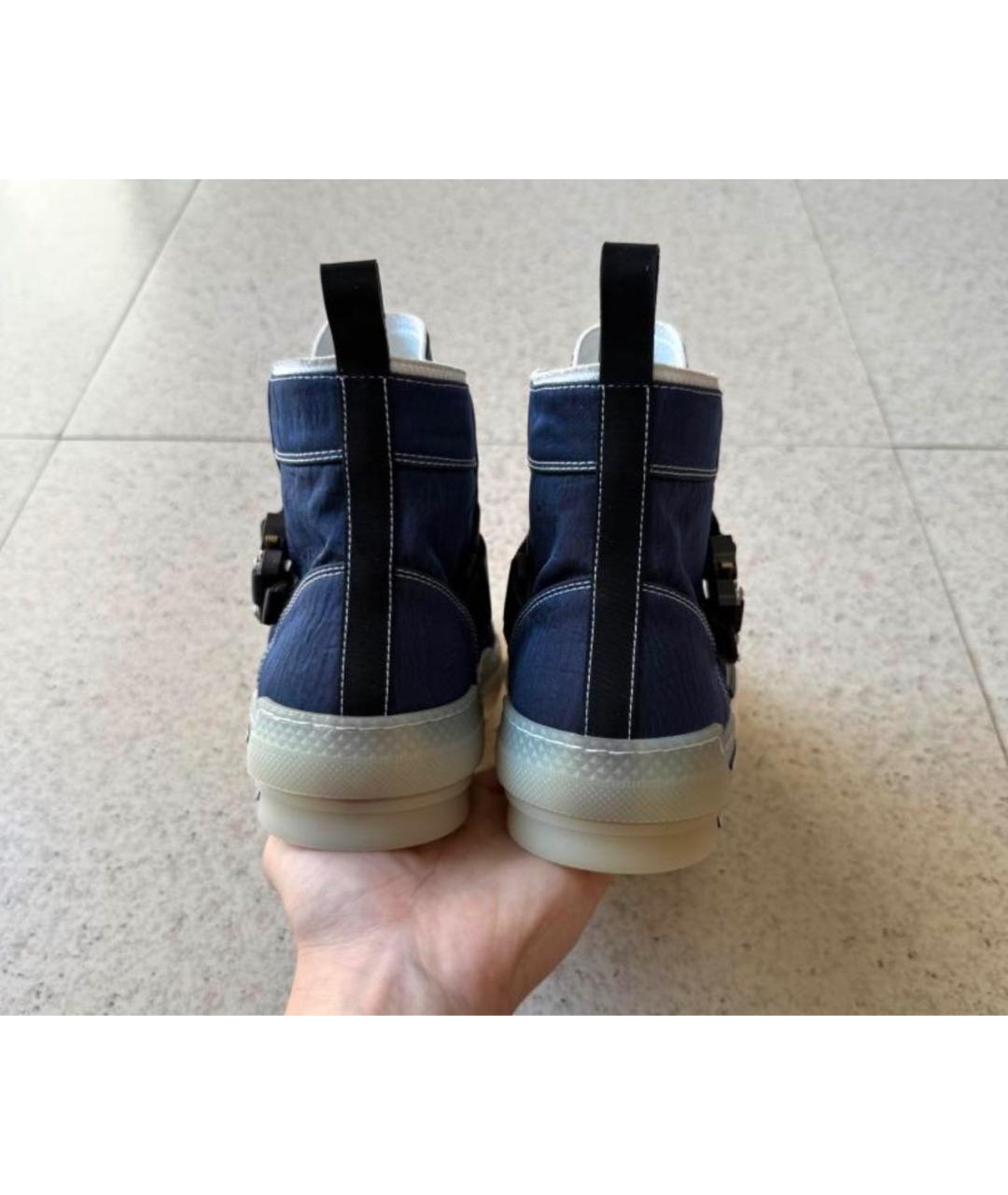 CHRISTIAN DIOR Темно-синие текстильные высокие кроссовки / кеды, фото 4