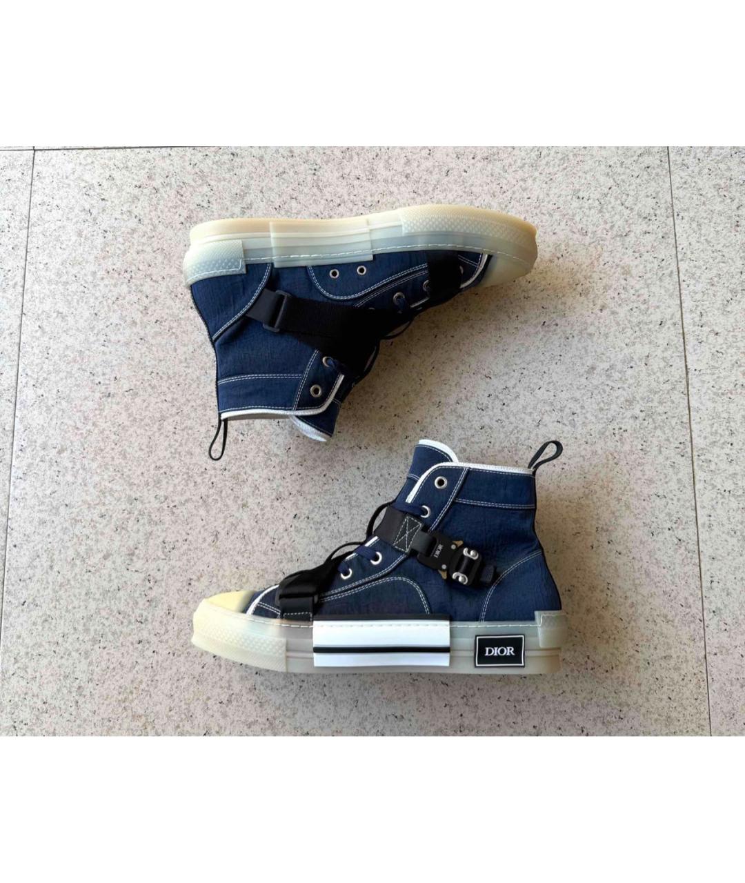 CHRISTIAN DIOR Темно-синие текстильные высокие кроссовки / кеды, фото 7
