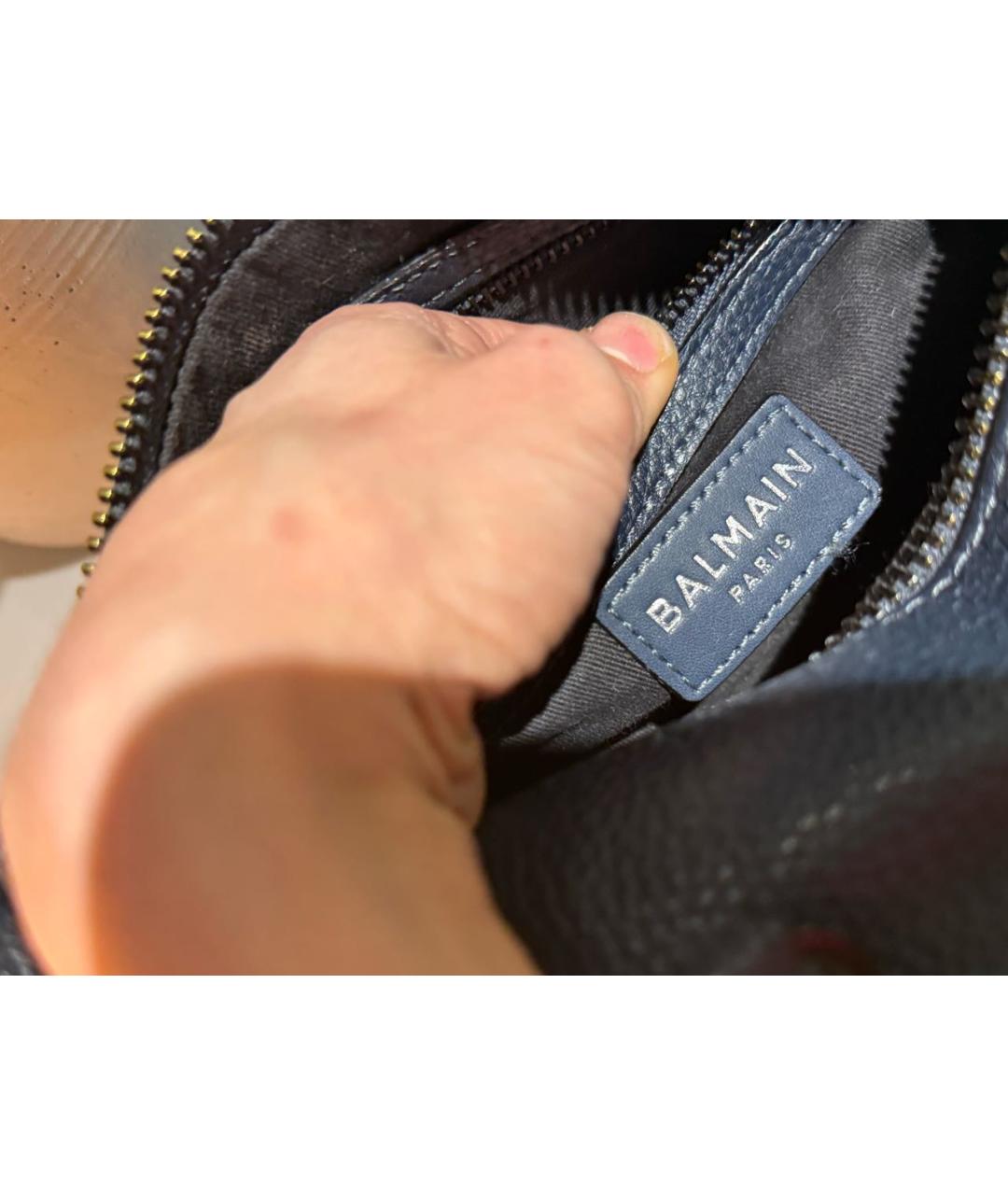 BALMAIN Темно-синяя кожаная сумка через плечо, фото 4