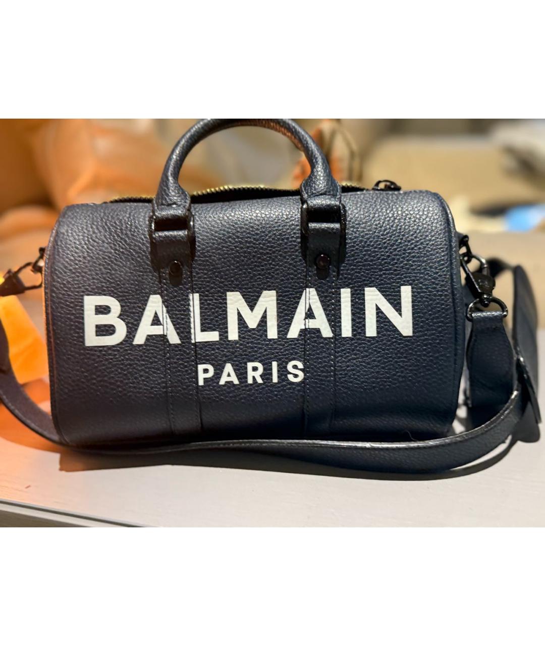 BALMAIN Темно-синяя кожаная сумка через плечо, фото 6