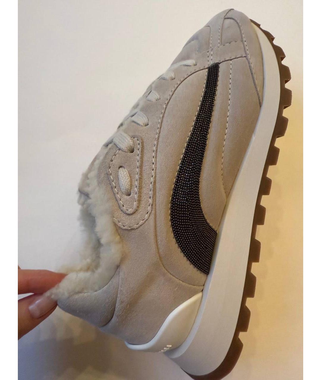 BRUNELLO CUCINELLI Бежевые замшевые кроссовки, фото 1