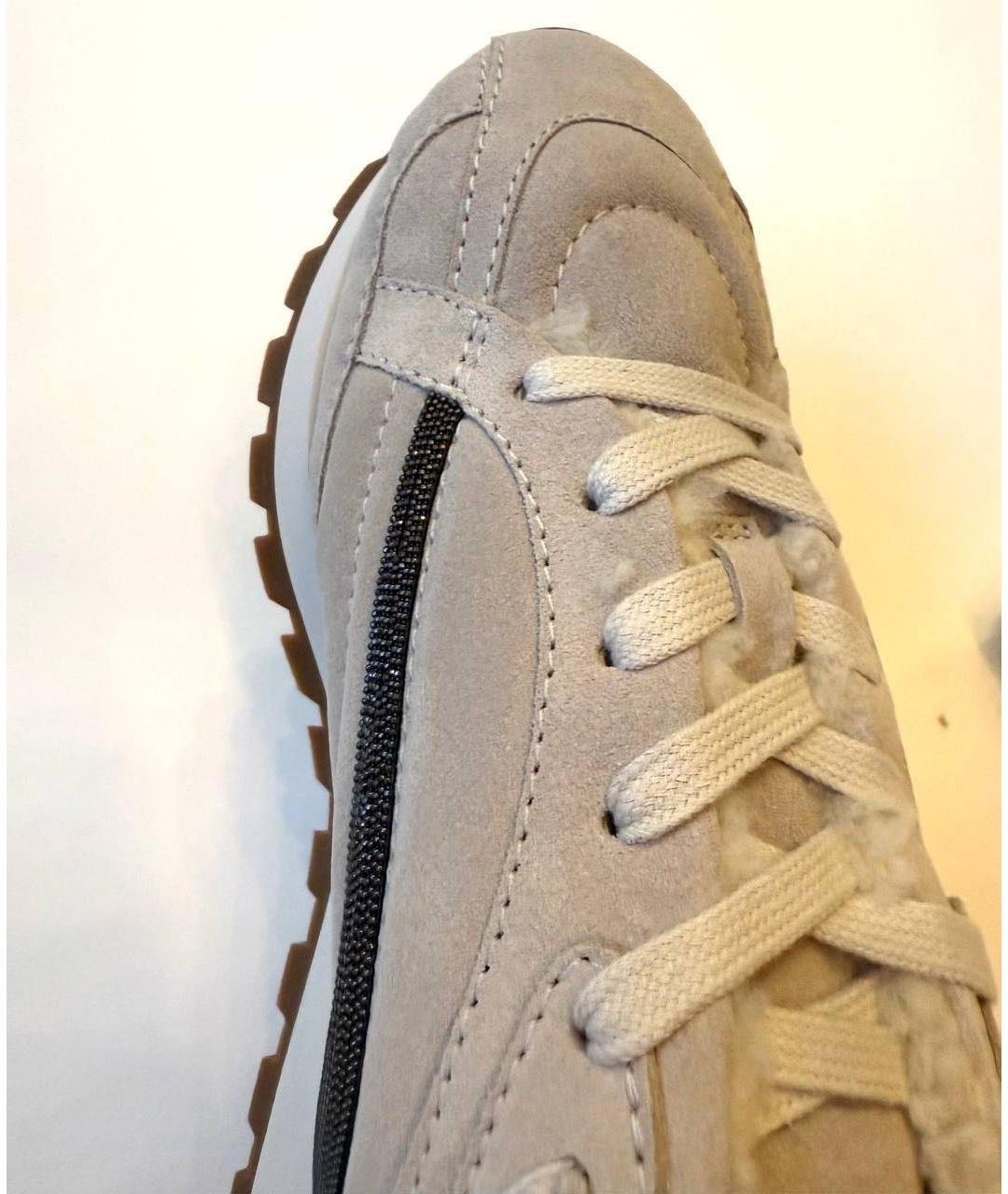 BRUNELLO CUCINELLI Бежевые замшевые кроссовки, фото 4