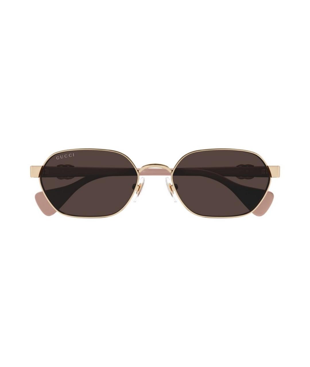 GUCCI Золотые металлические солнцезащитные очки, фото 2