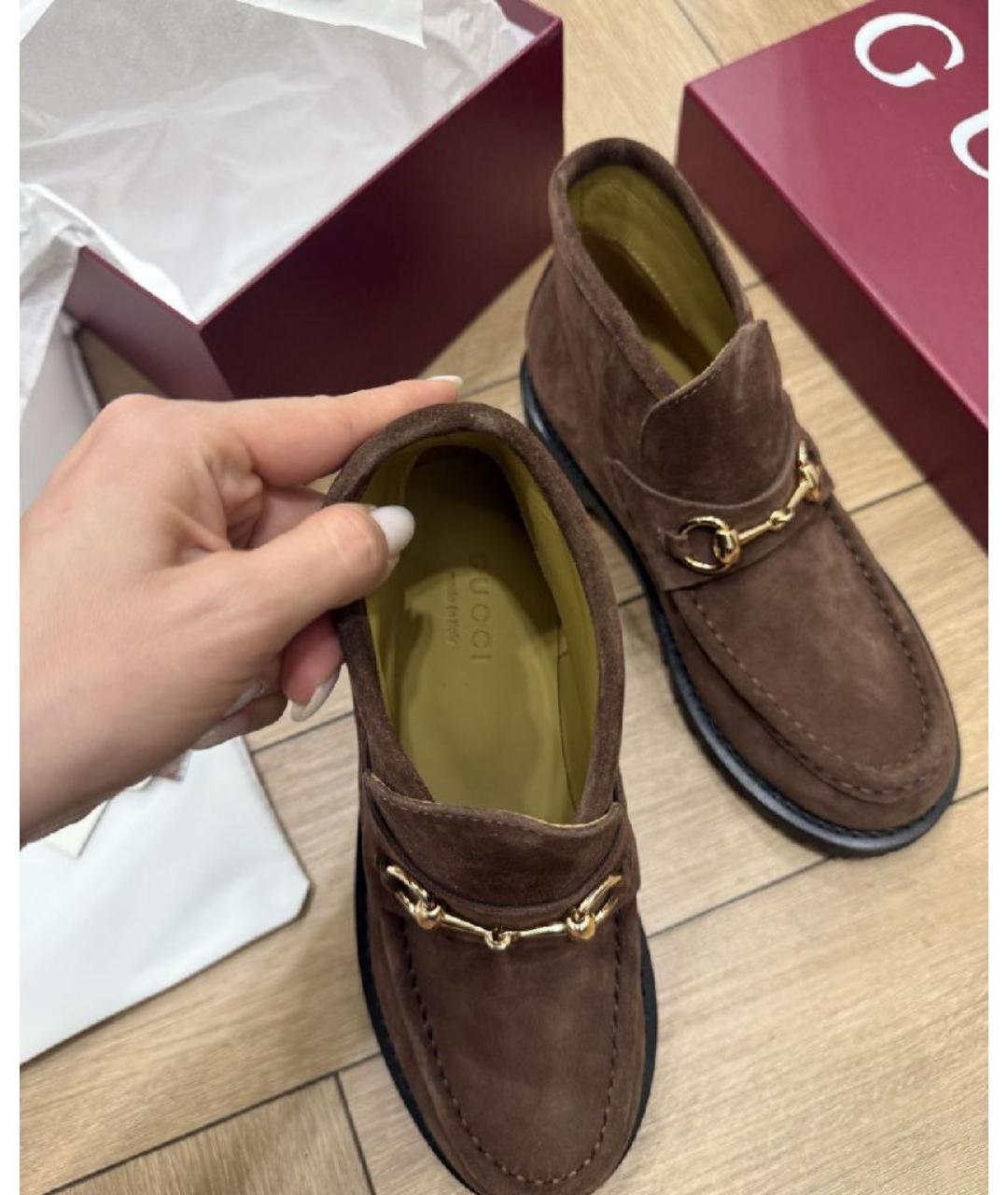 GUCCI Коричневые замшевые ботинки, фото 4