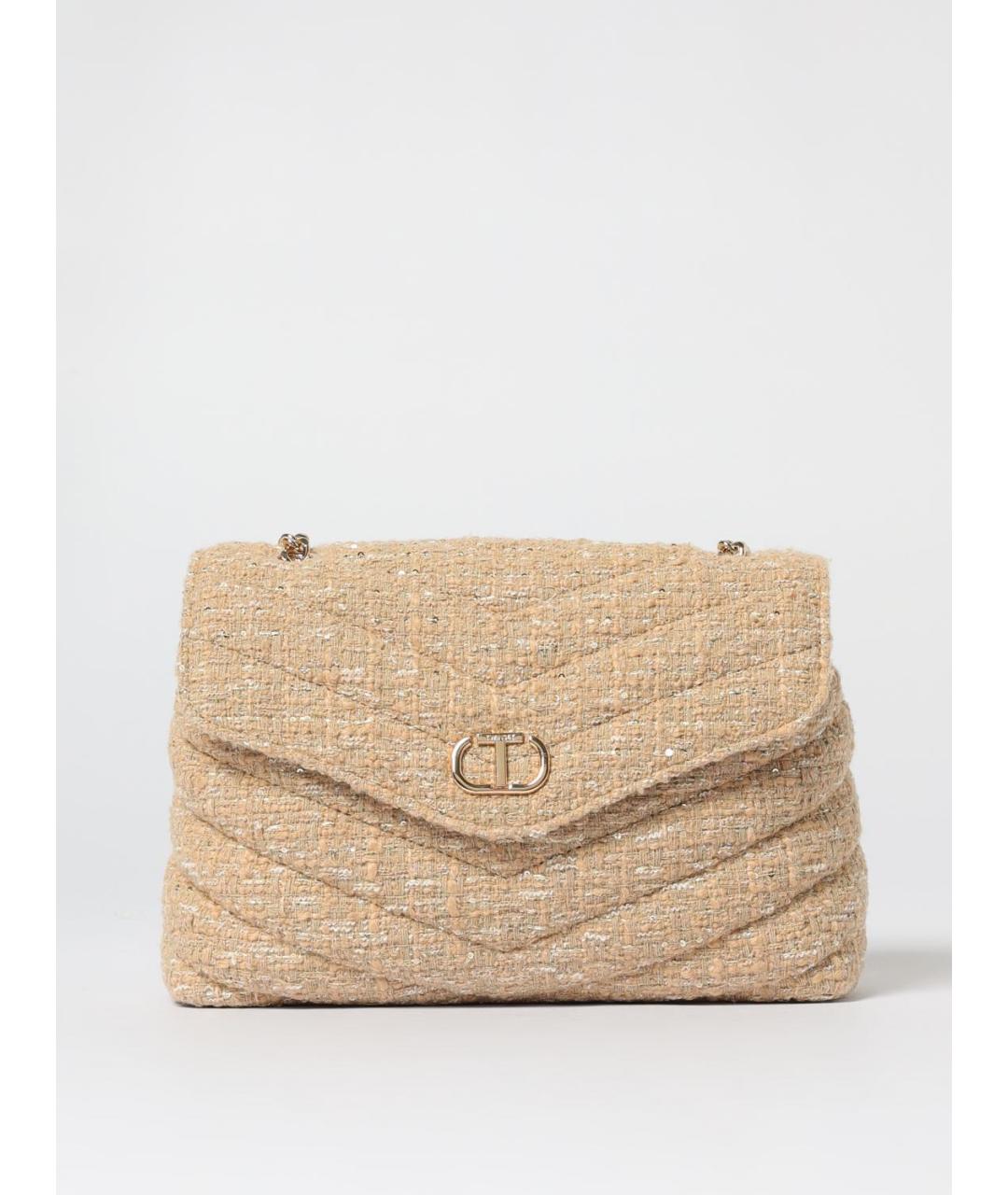 TWIN-SET Бежевая тканевая сумка через плечо, фото 1