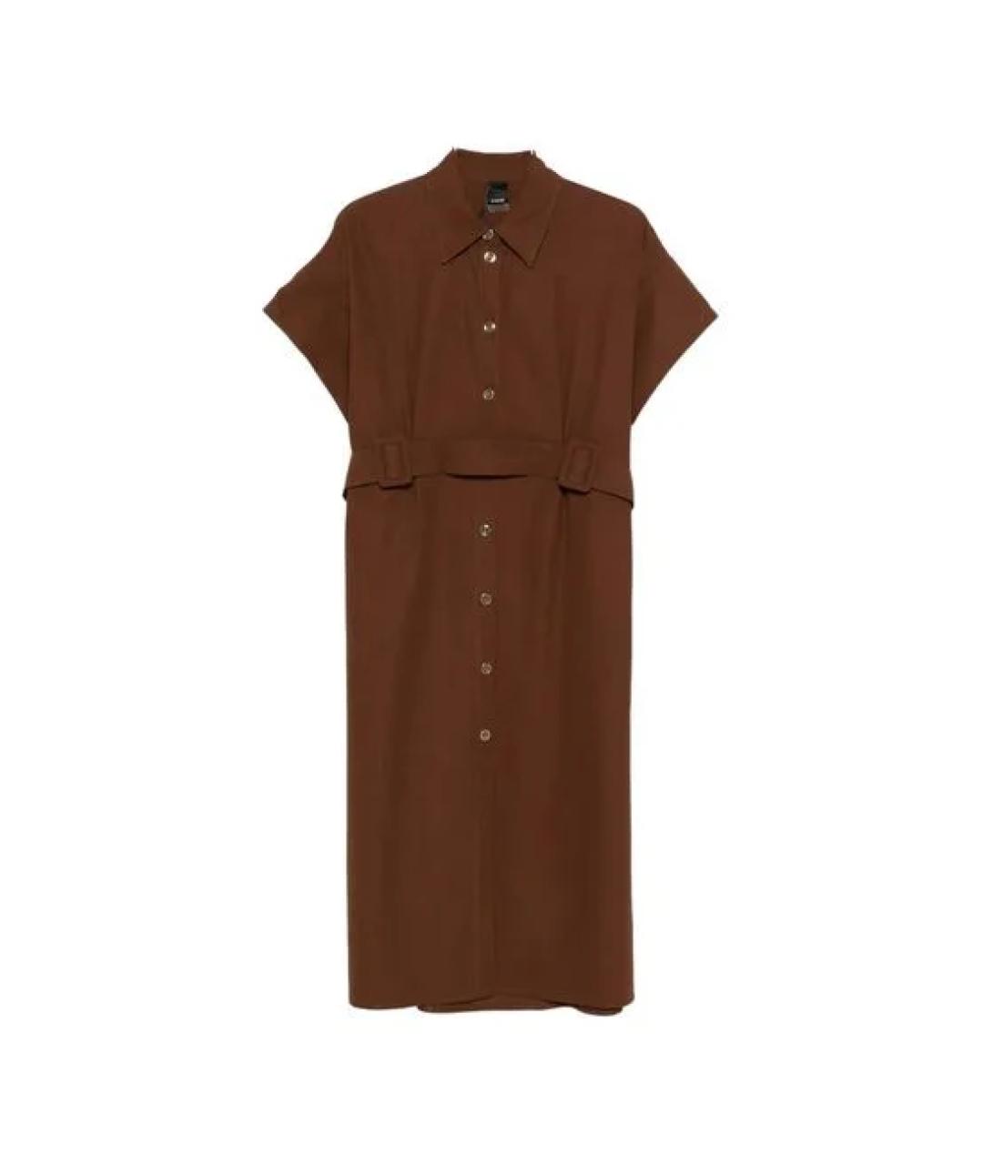PINKO Коричневое хлопковое повседневное платье, фото 1