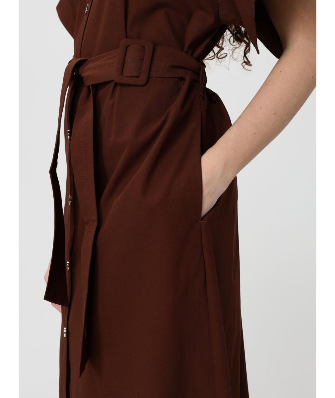 PINKO Коричневое хлопковое повседневное платье, фото 4