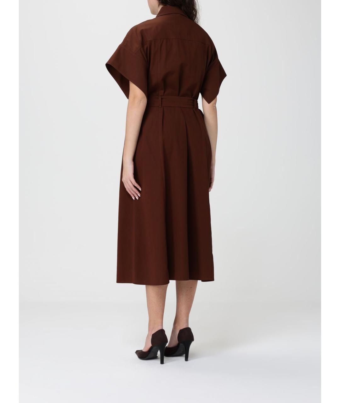 PINKO Коричневое хлопковое повседневное платье, фото 3