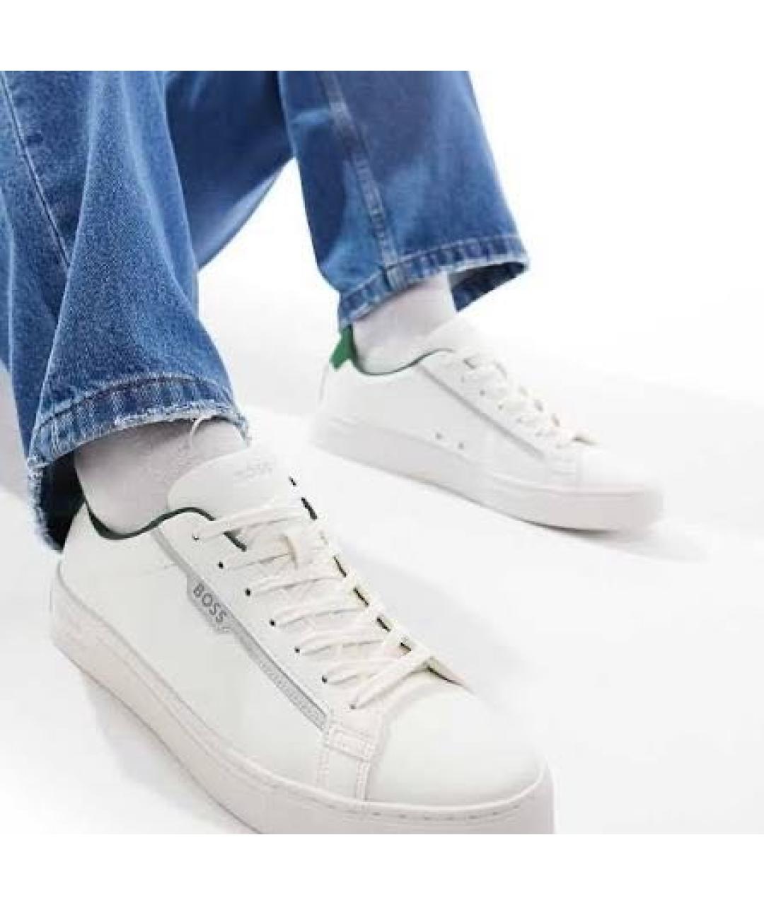 HUGO BOSS Белые кожаные низкие кроссовки / кеды, фото 8
