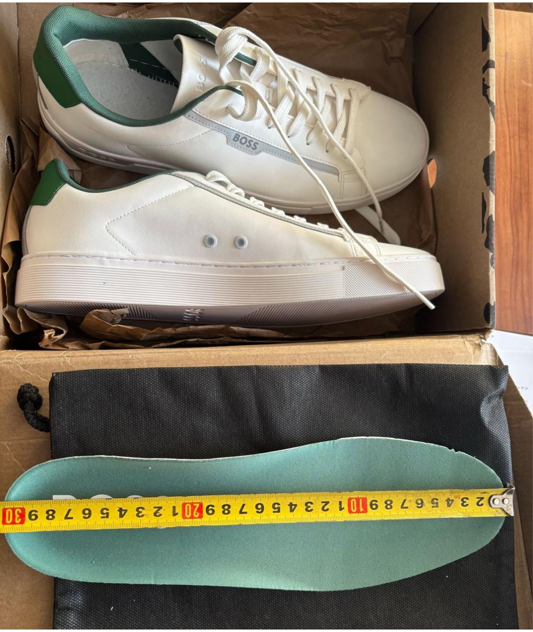 HUGO BOSS Белые кожаные низкие кроссовки / кеды, фото 6