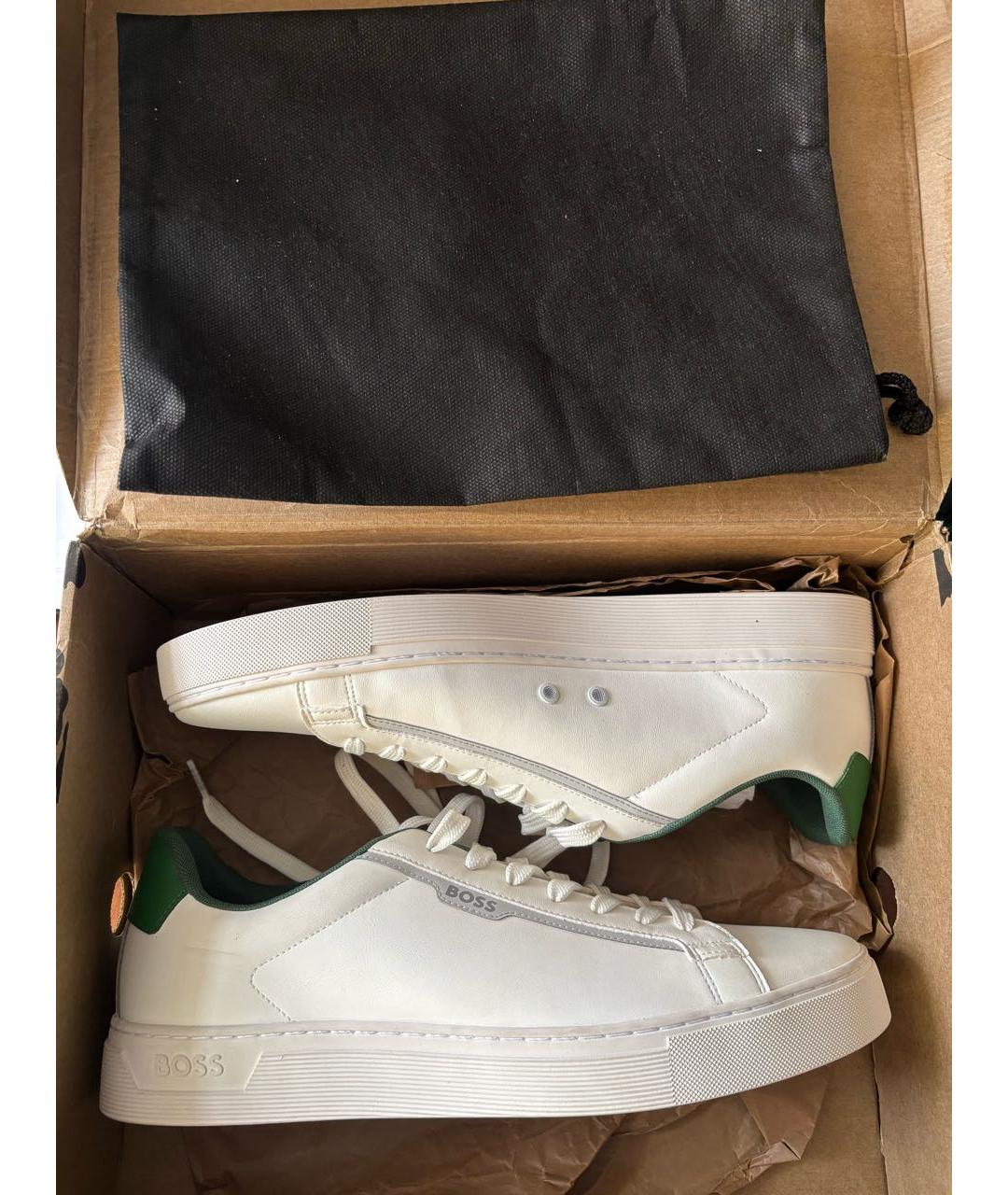 HUGO BOSS Белые кожаные низкие кроссовки / кеды, фото 5