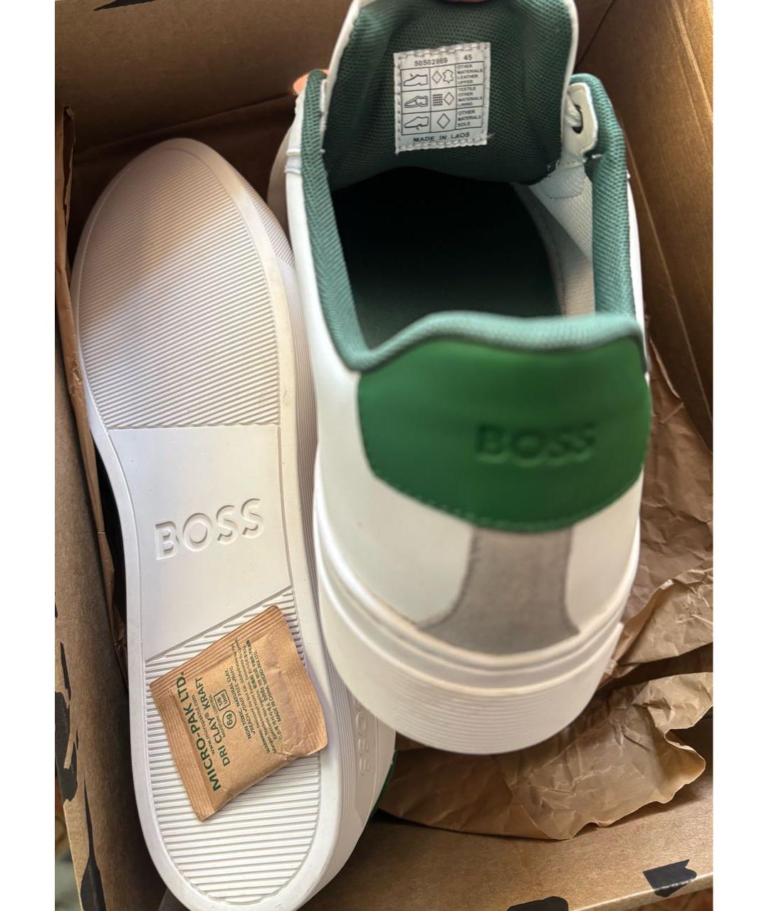 HUGO BOSS Белые кожаные низкие кроссовки / кеды, фото 7