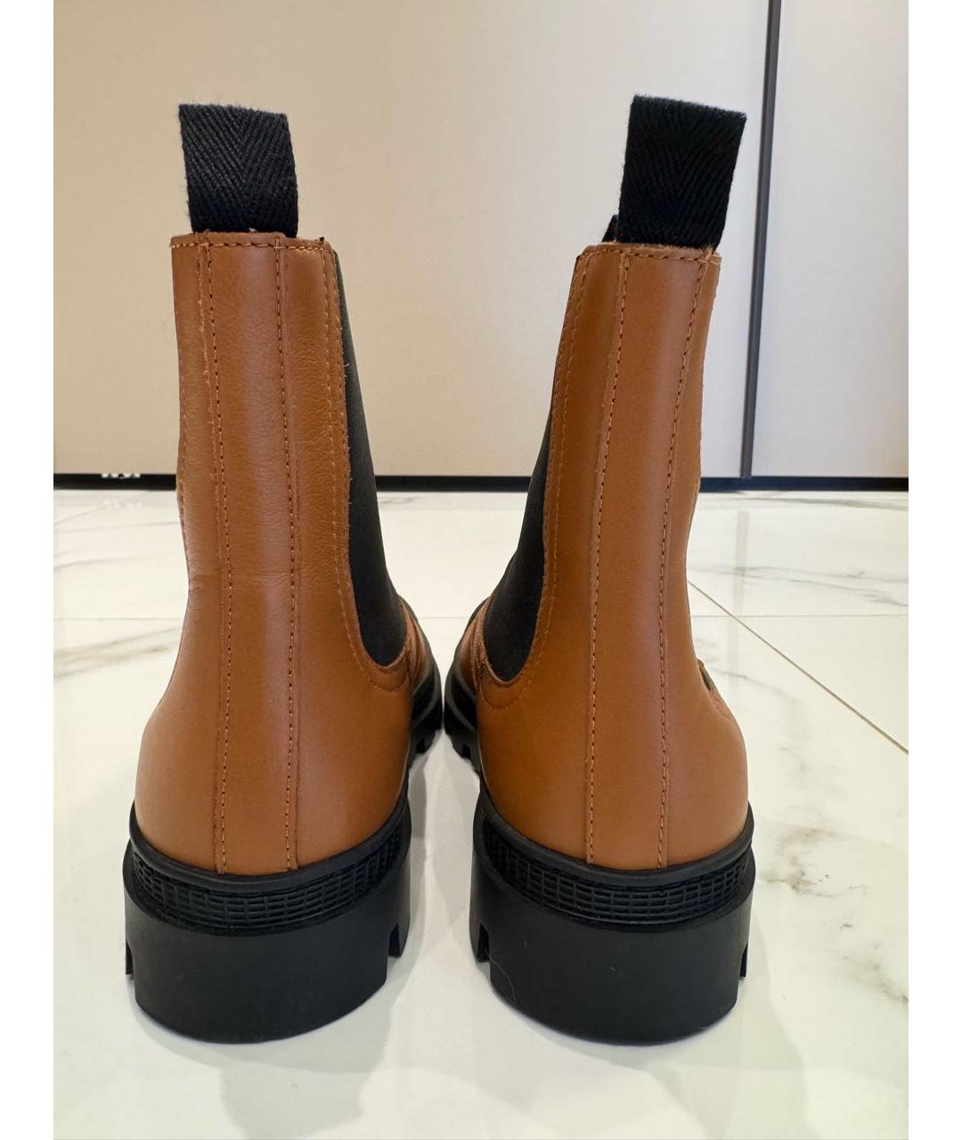 LOEWE Горчичные кожаные ботинки, фото 3