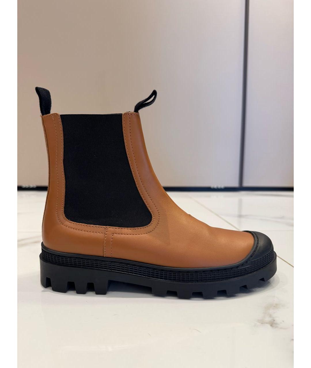 LOEWE Горчичные кожаные ботинки, фото 7