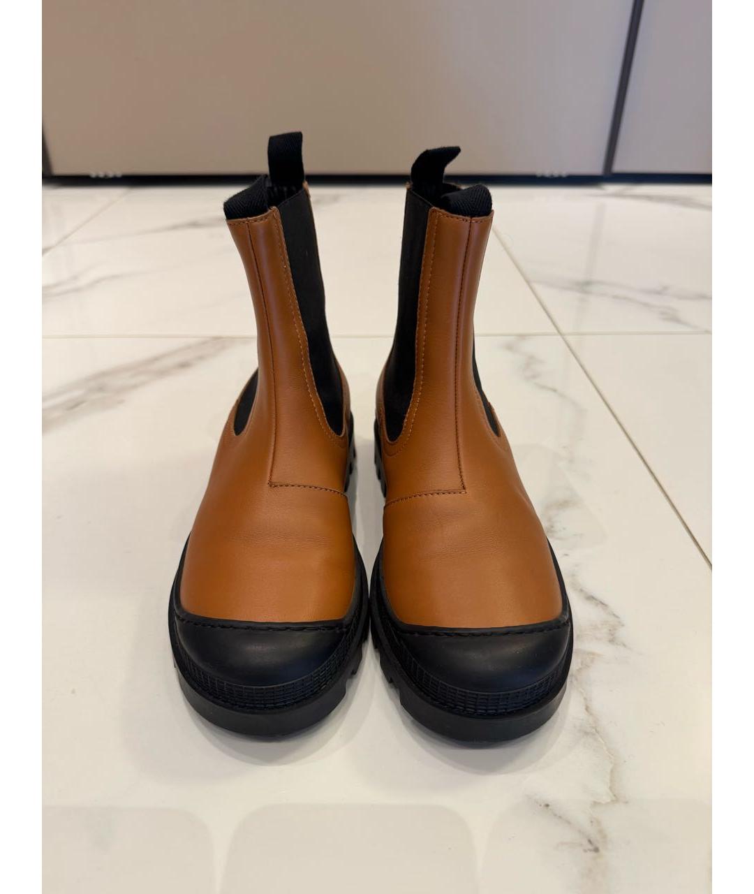 LOEWE Горчичные кожаные ботинки, фото 2