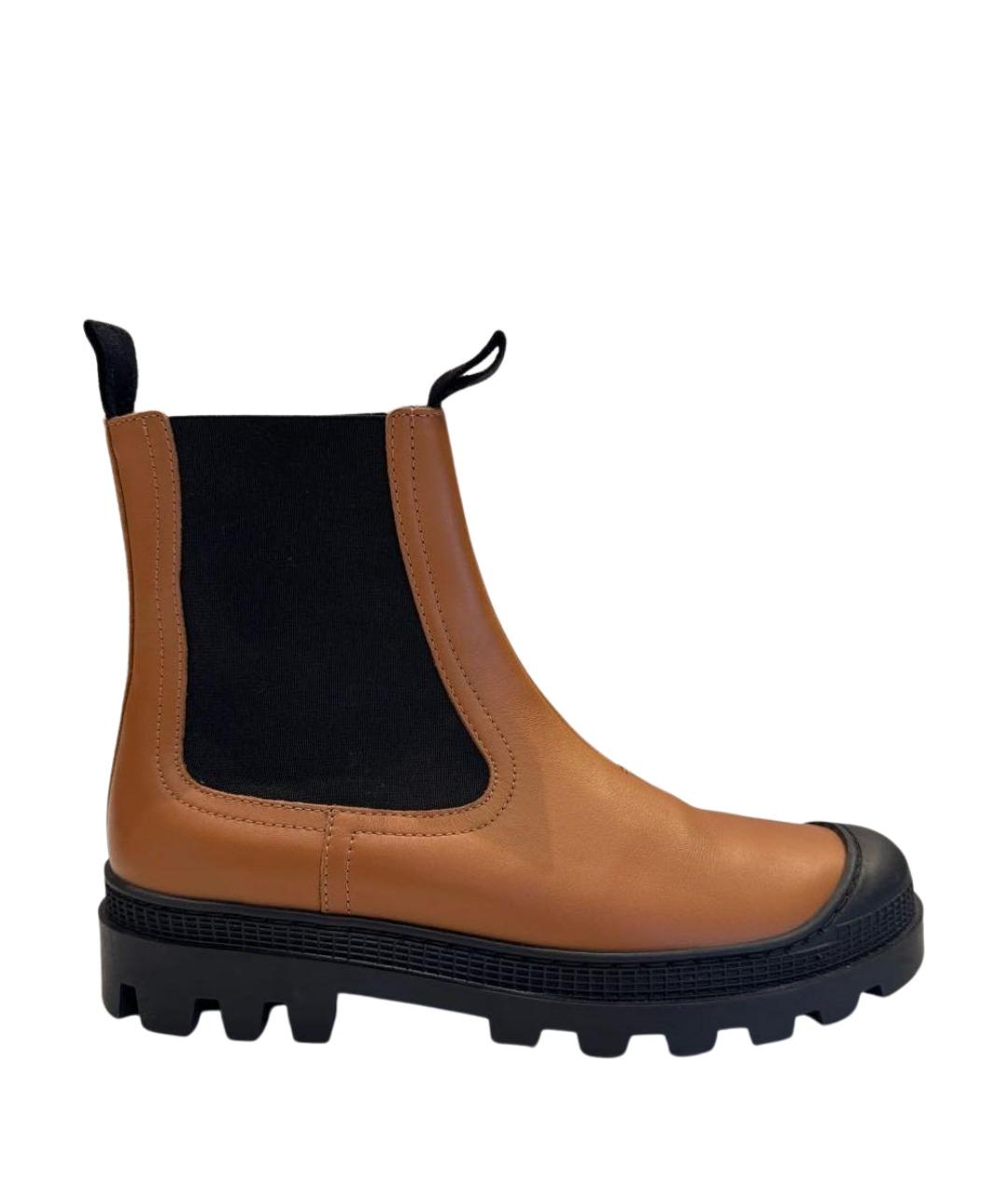 LOEWE Горчичные кожаные ботинки, фото 1