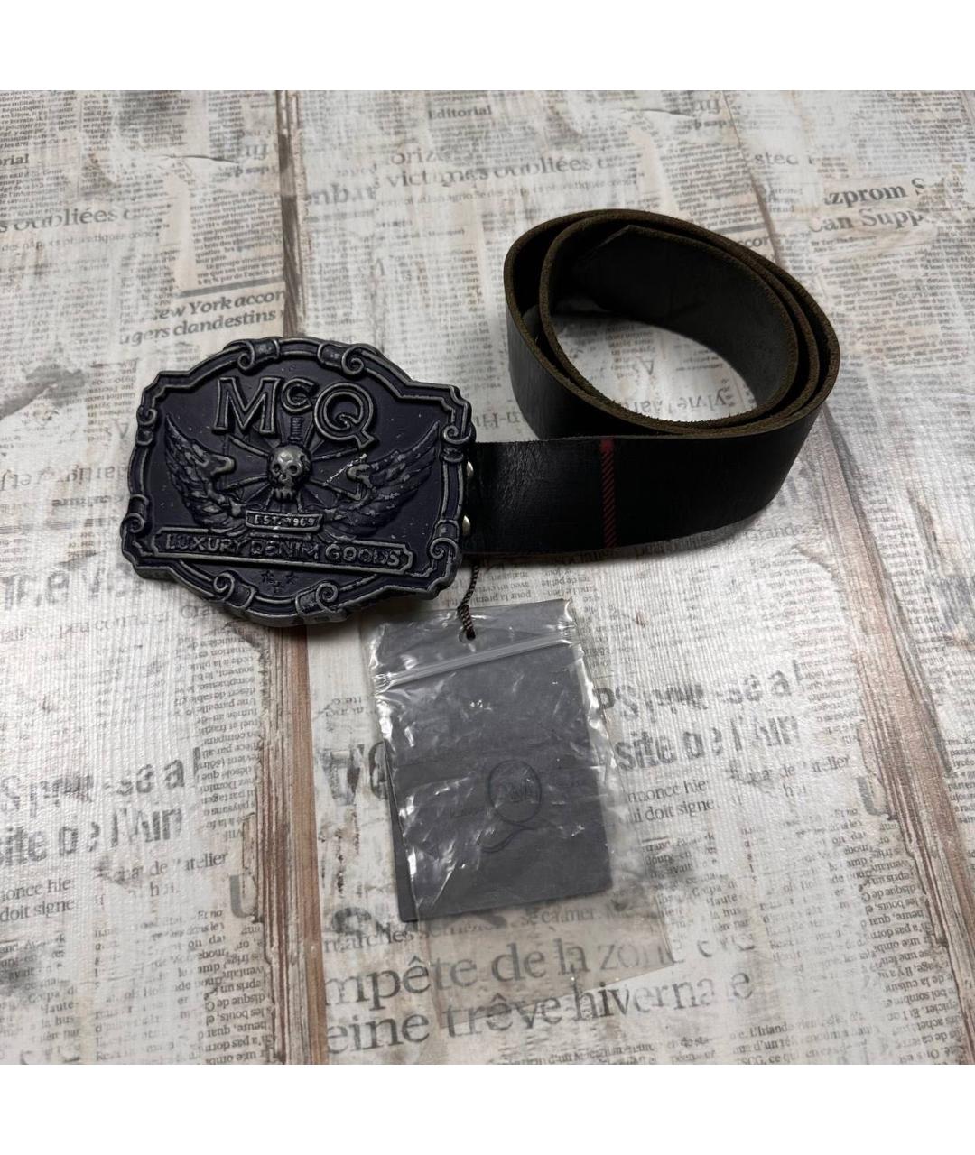 MCQ ALEXANDER MCQUEEN Черный кожаный ремень, фото 9