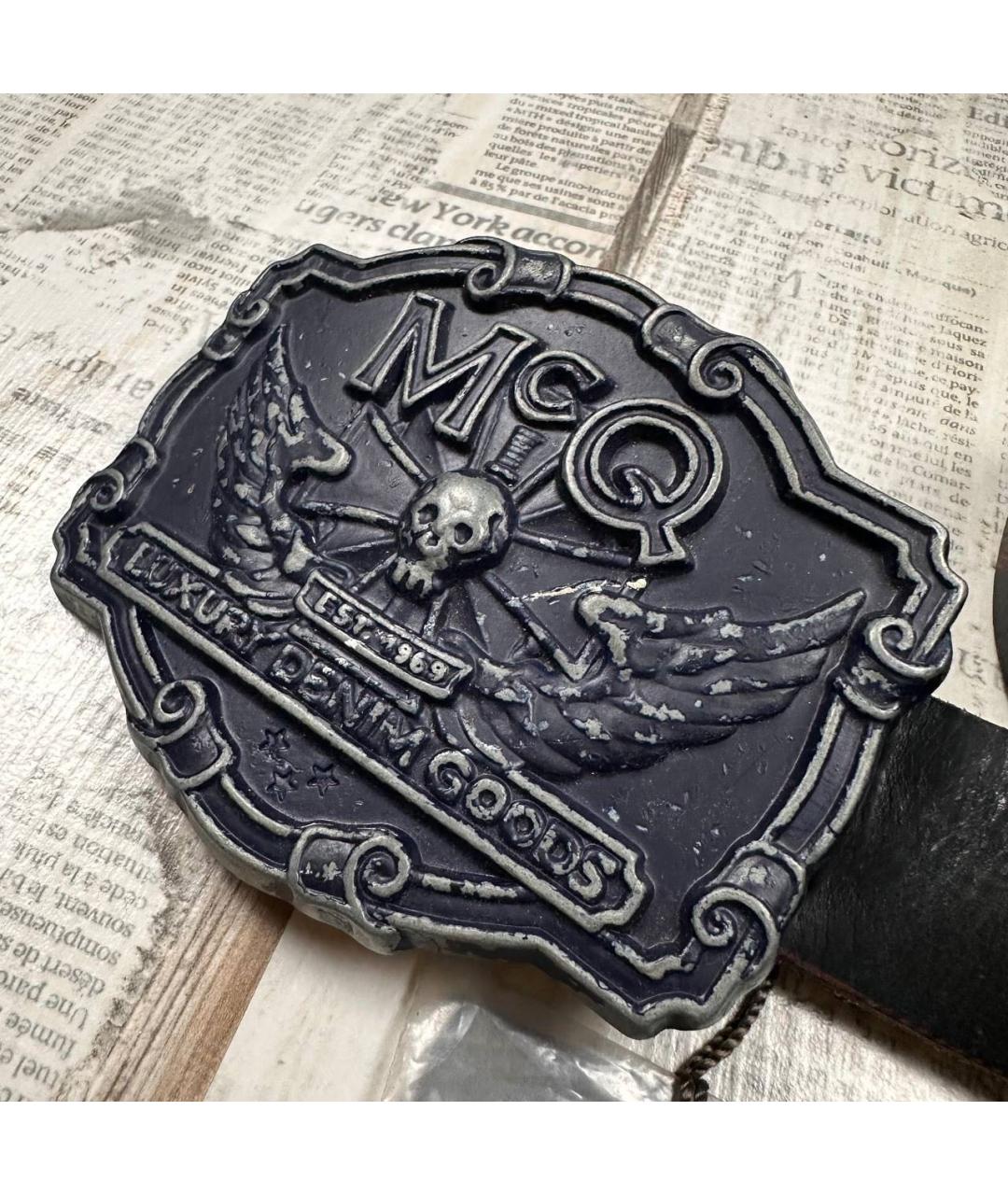 MCQ ALEXANDER MCQUEEN Черный кожаный ремень, фото 2