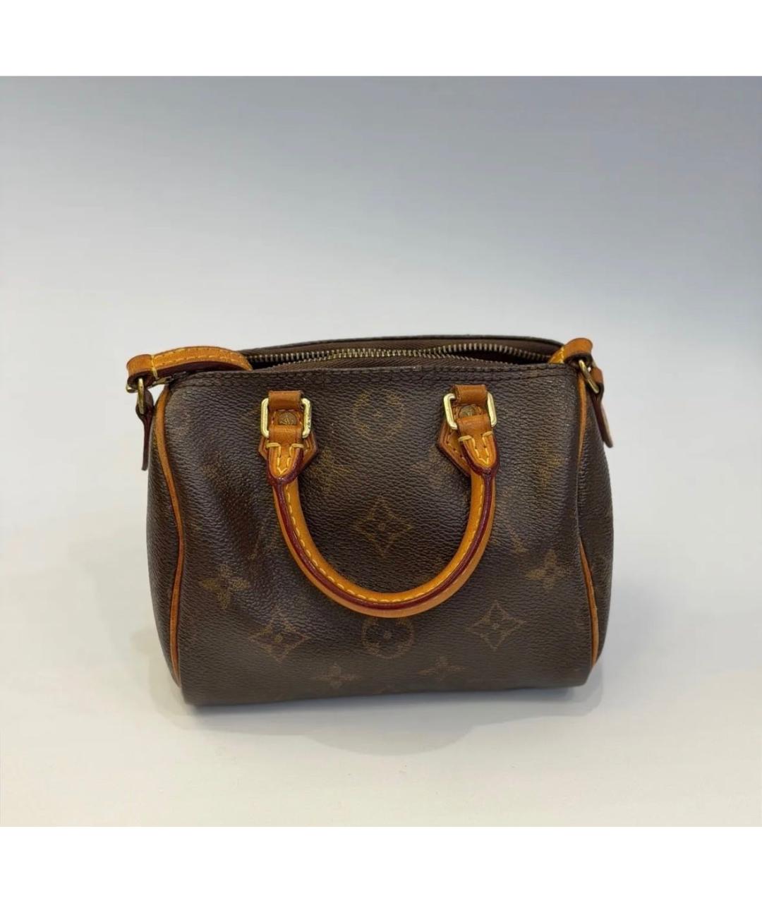 LOUIS VUITTON Коричневая кожаная сумка с короткими ручками, фото 3