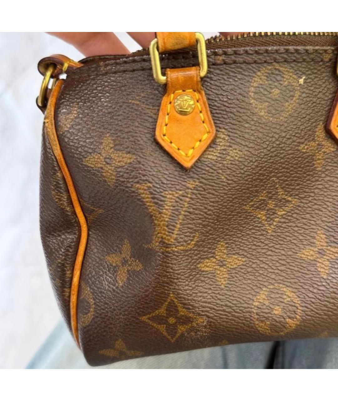 LOUIS VUITTON Коричневая кожаная сумка с короткими ручками, фото 8
