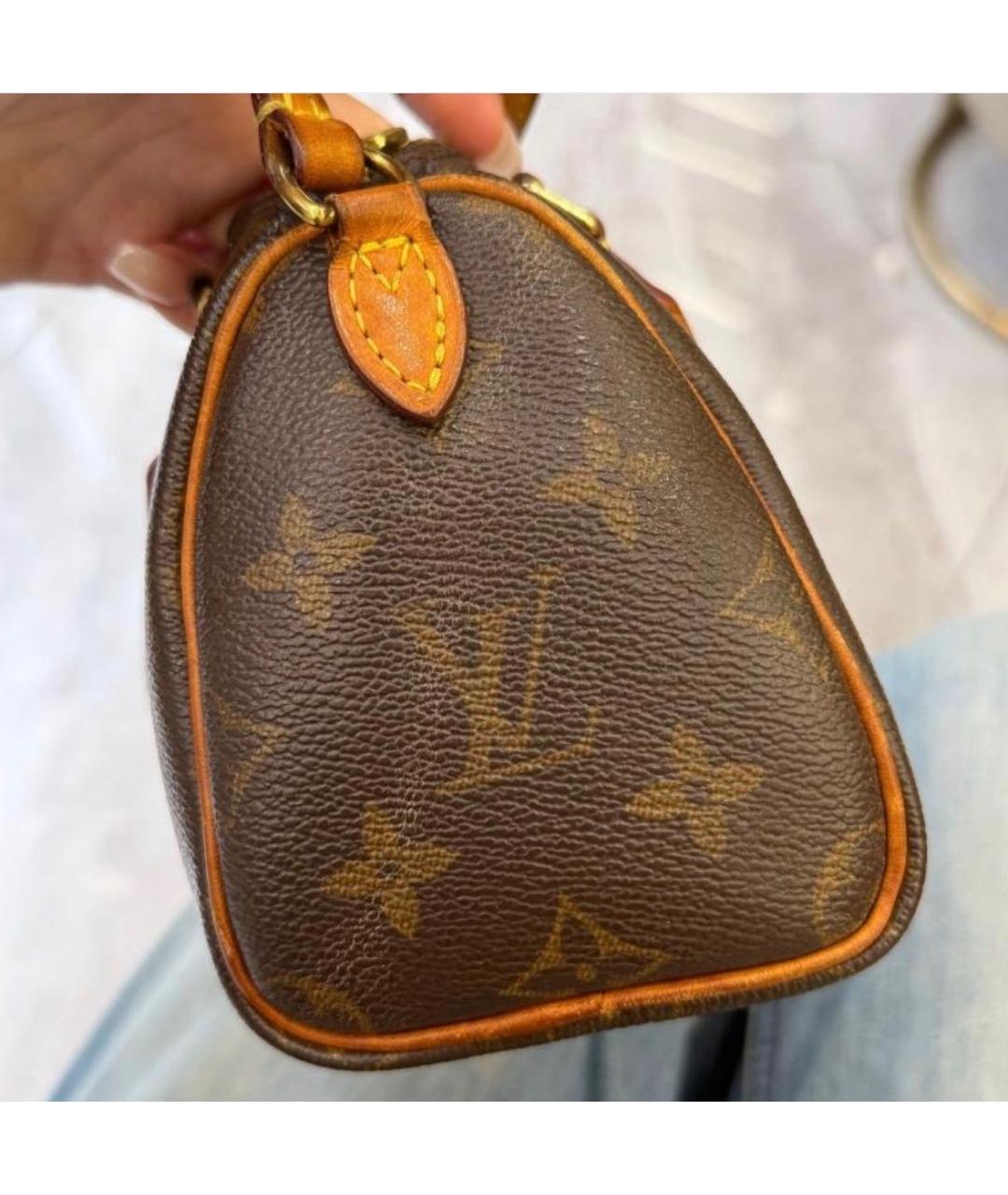 LOUIS VUITTON Коричневая кожаная сумка с короткими ручками, фото 6