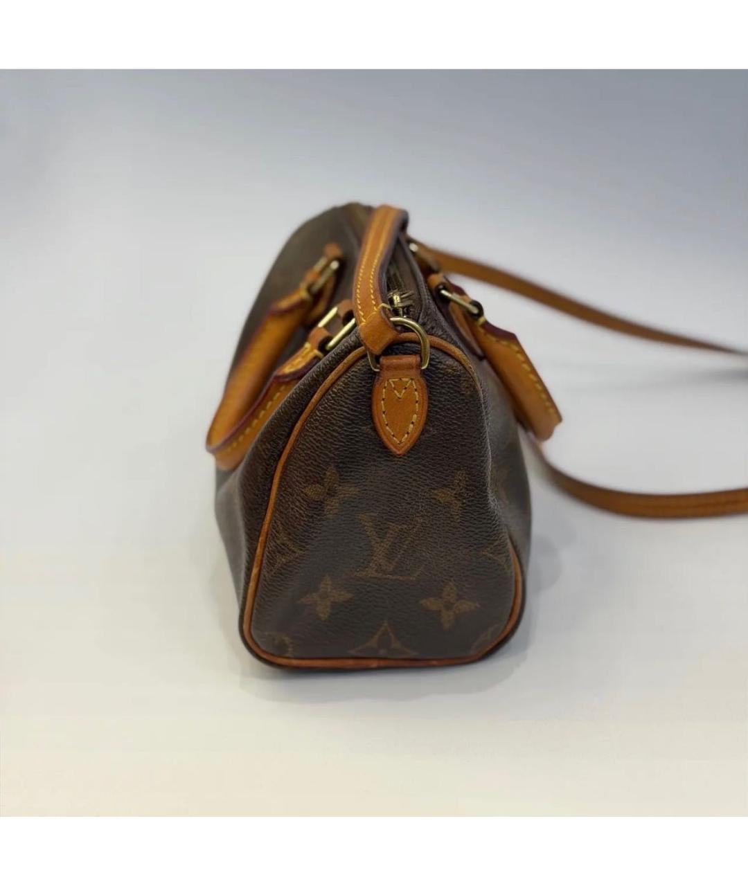 LOUIS VUITTON Коричневая кожаная сумка с короткими ручками, фото 4