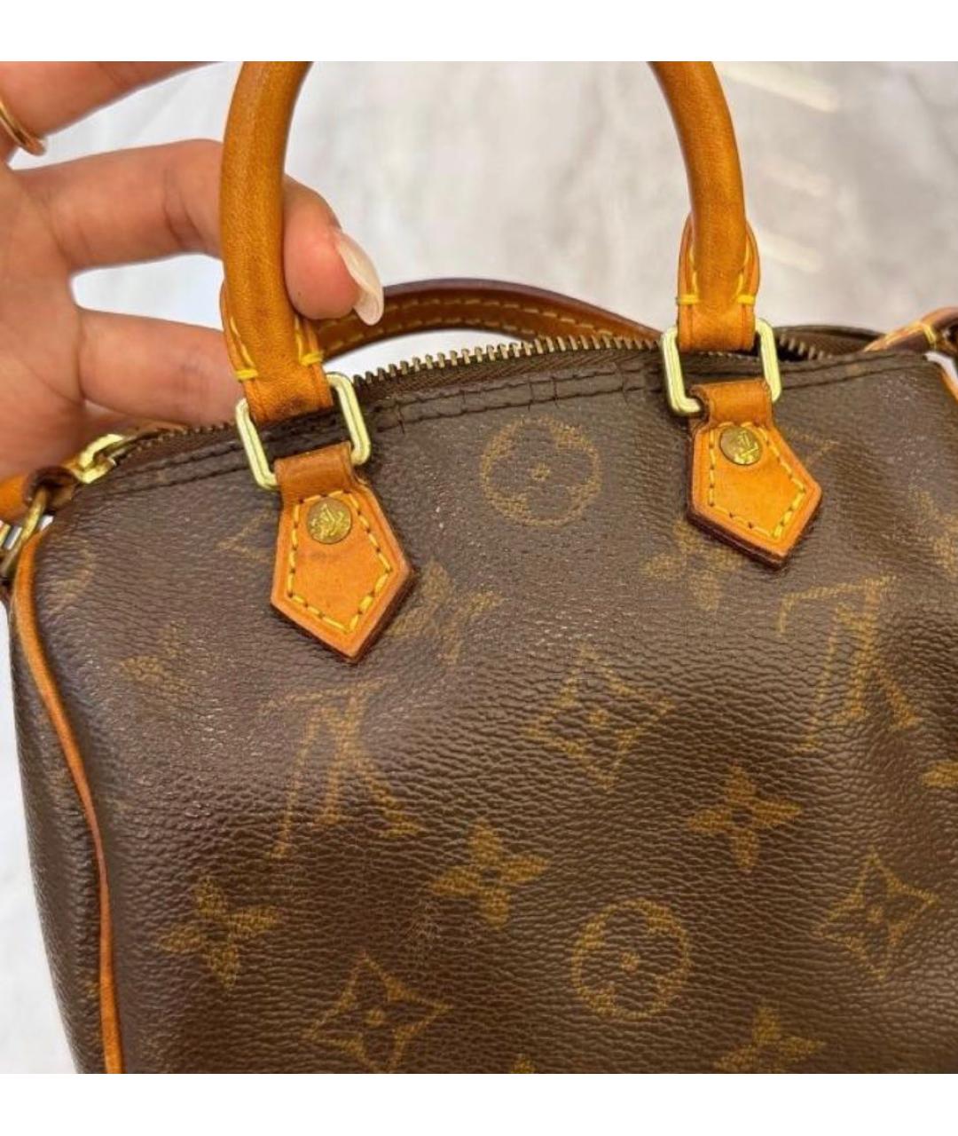 LOUIS VUITTON Коричневая кожаная сумка с короткими ручками, фото 7