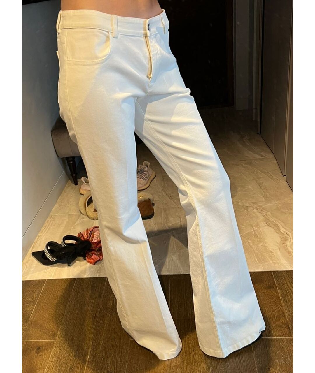 MICHAEL KORS COLLECTION Белые хлопковые джинсы клеш, фото 3