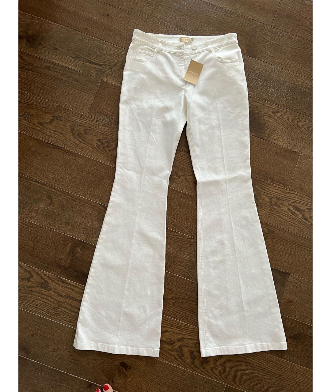 MICHAEL KORS COLLECTION Белые хлопковые джинсы клеш, фото 4