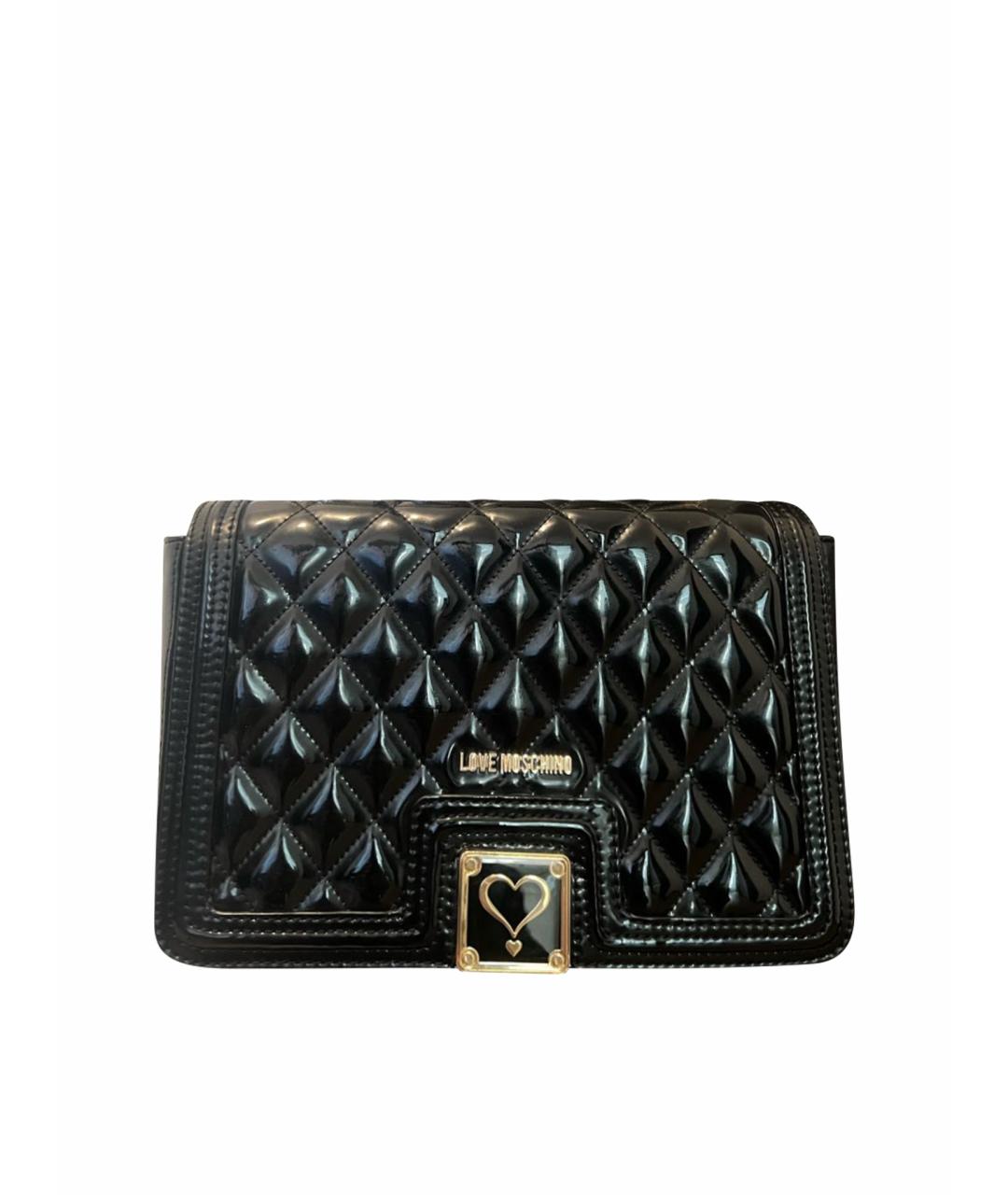 MOSCHINO Черная сумка через плечо из лакированной кожи, фото 1