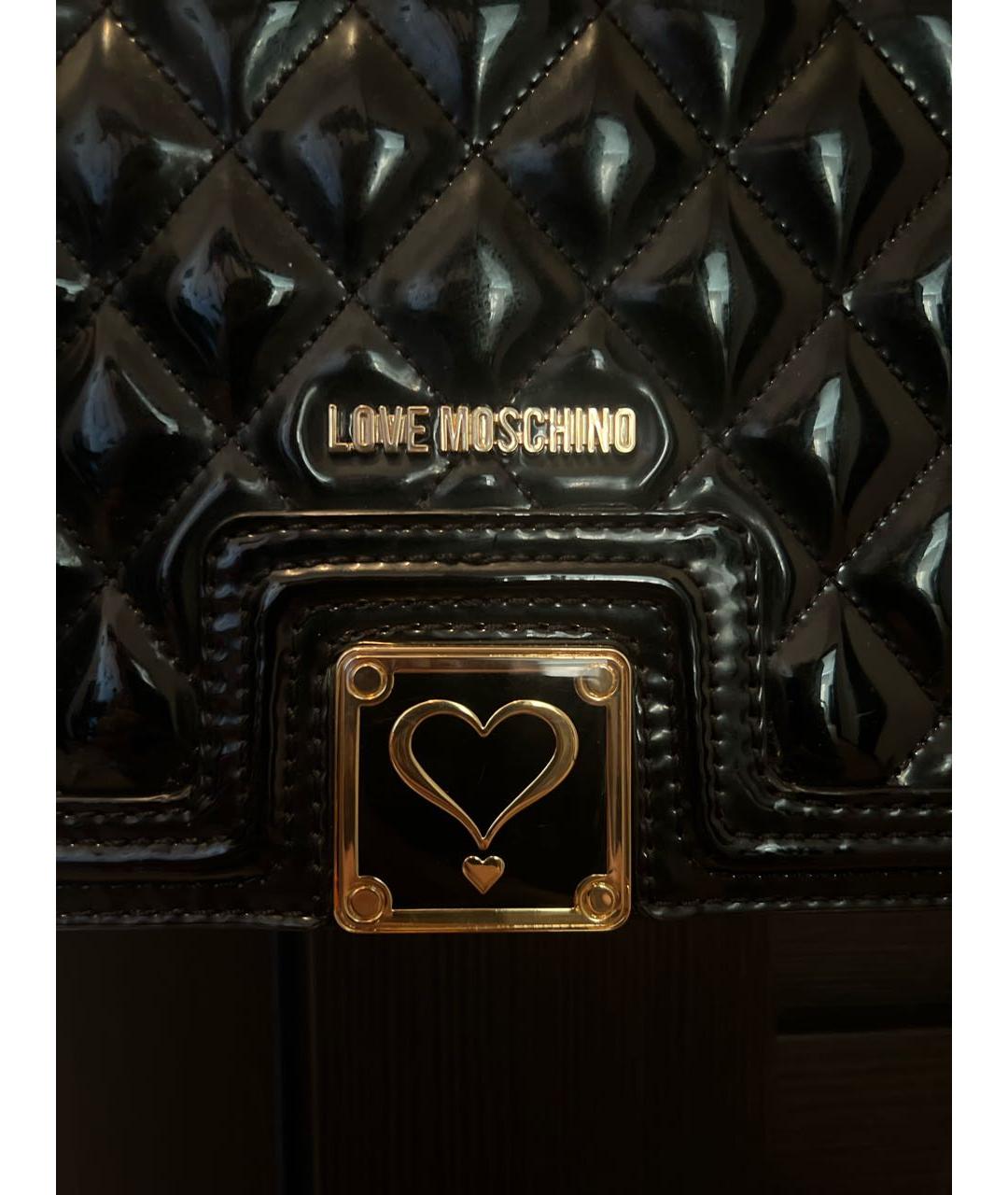 MOSCHINO Черная сумка через плечо из лакированной кожи, фото 5