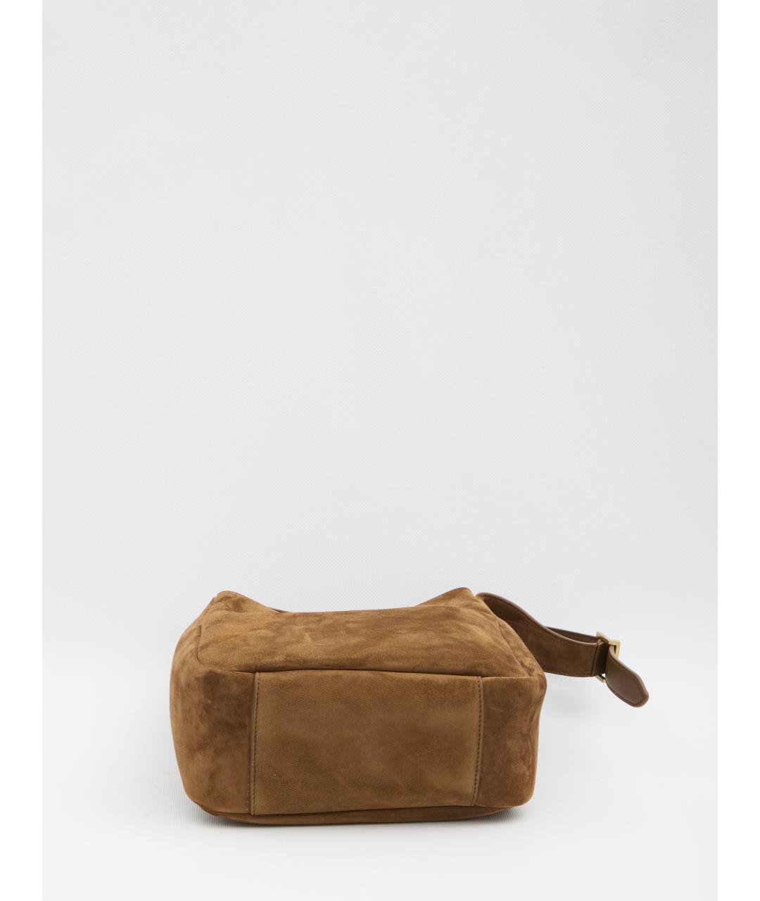 SAINT LAURENT Коричневая замшевая сумка через плечо, фото 3