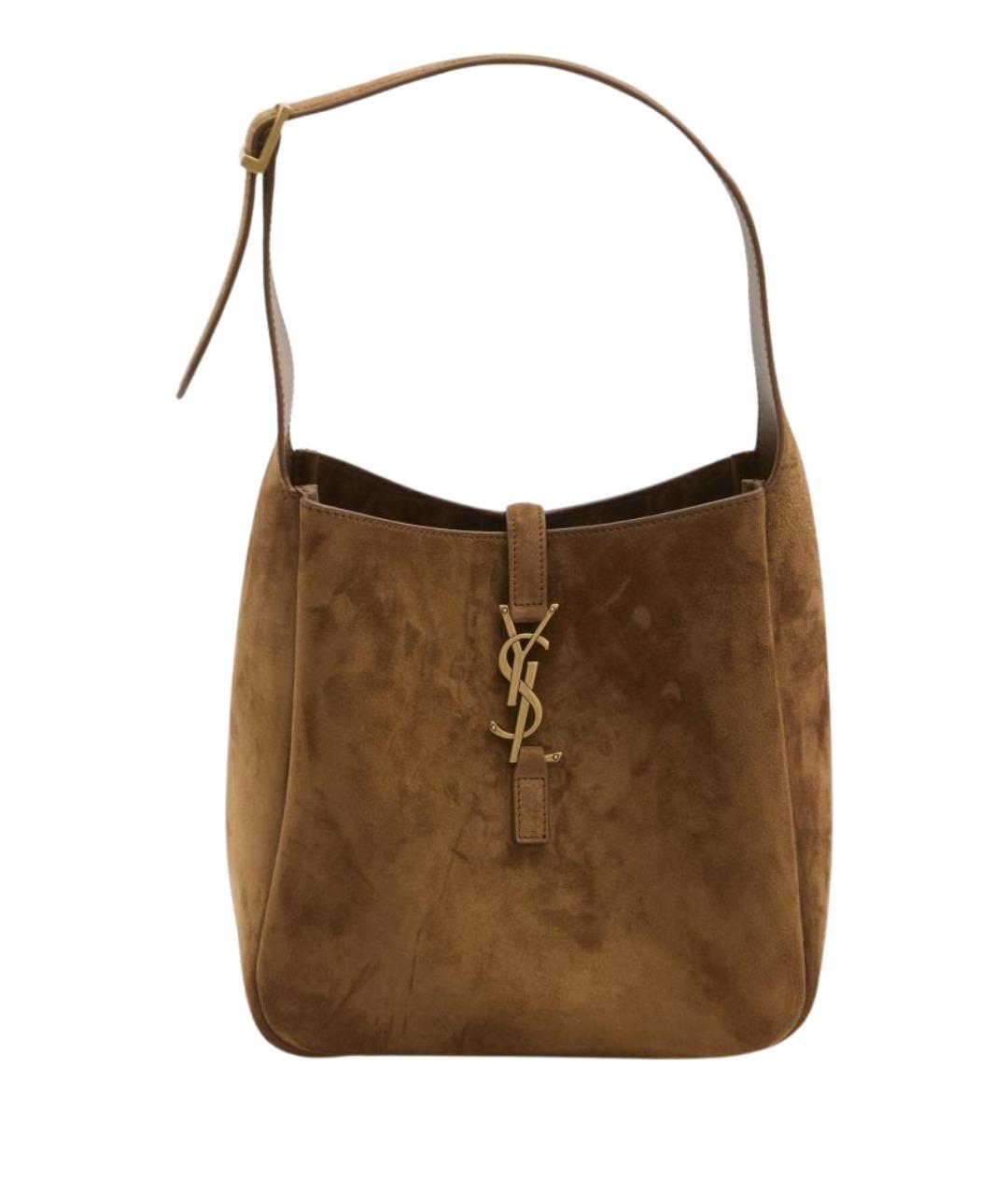 SAINT LAURENT Коричневая замшевая сумка через плечо, фото 1